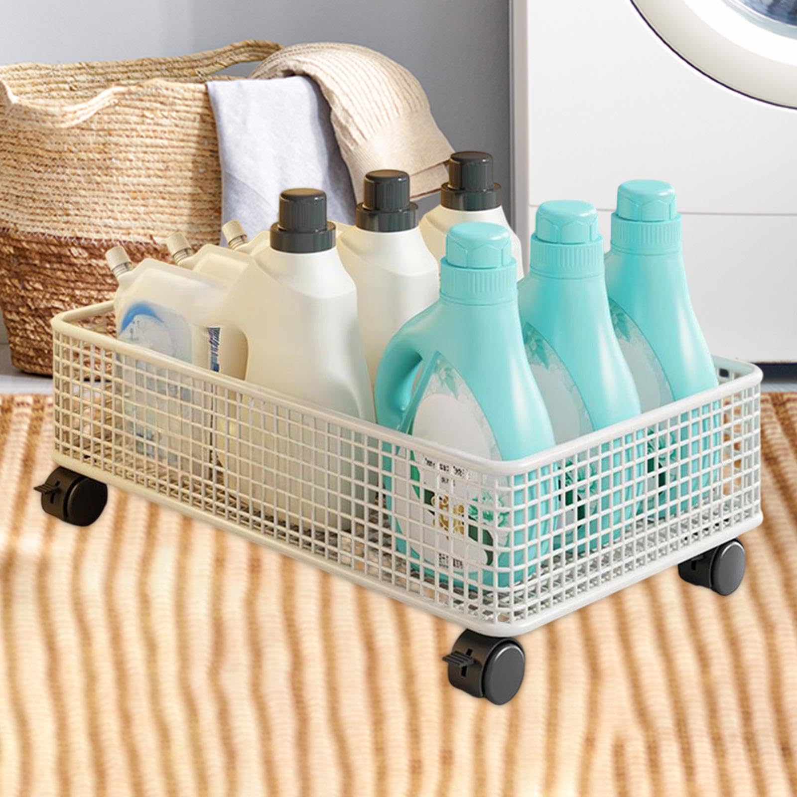 MERIGLARE Aufbewahrungsregal Badregal Rollwagen Unterbau Organizer Regalsystem Aus Robustem Metall mit Rollen für Bad Küche für Badezimmer Küche Schlafraum Büro, Weiß