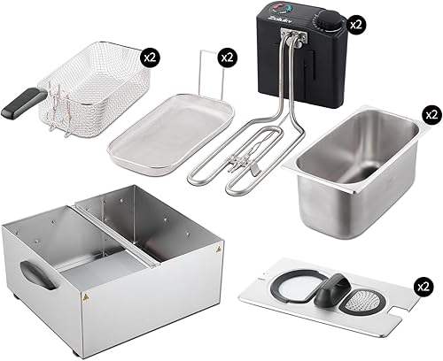 Miniatura 6 de Freidora eléctrica de 7 litros de capacidad, freidora de aceite de 3000 W con 2 canastas, ventana de visualización y filtro de olor, temperatura