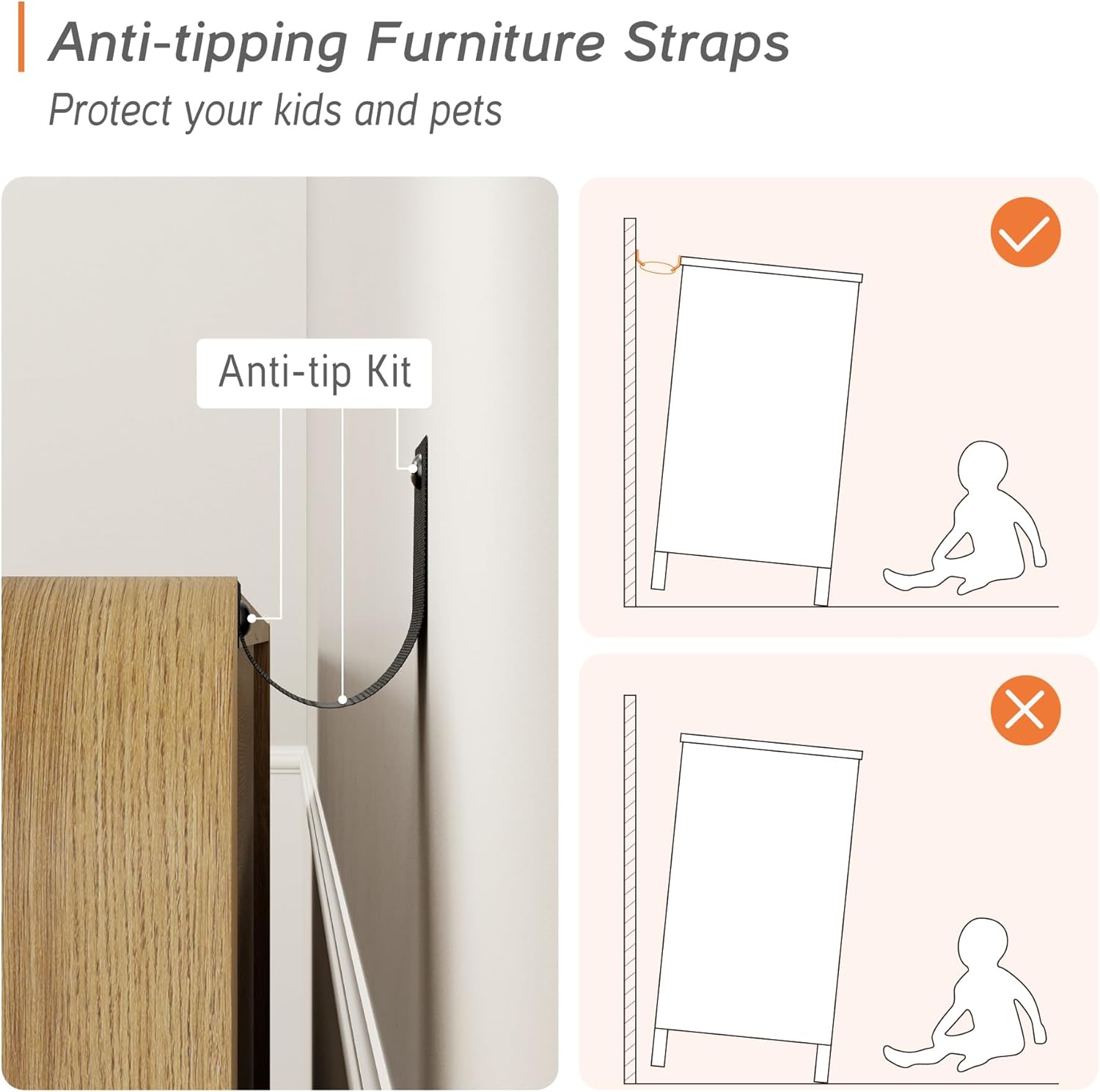 WAMPAT 63" W Large Buffet Sideboard Cabinet with Storages, Modern Buffet Table Coffee Bar Wine Bar Storage Curved Cabinet with 4 Doors for Dining Room, Living Room, Kitchen, Light Walnut - Image 9