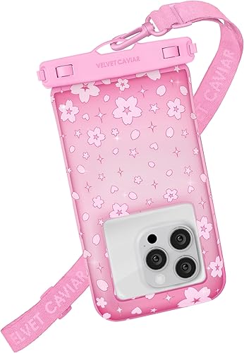 VELVET CAVIAR Funda impermeable para teléfono con cordón, funda flotante IP68 para iPhone y todos los teléfonos, bolsa seca para esnórquel, playa,