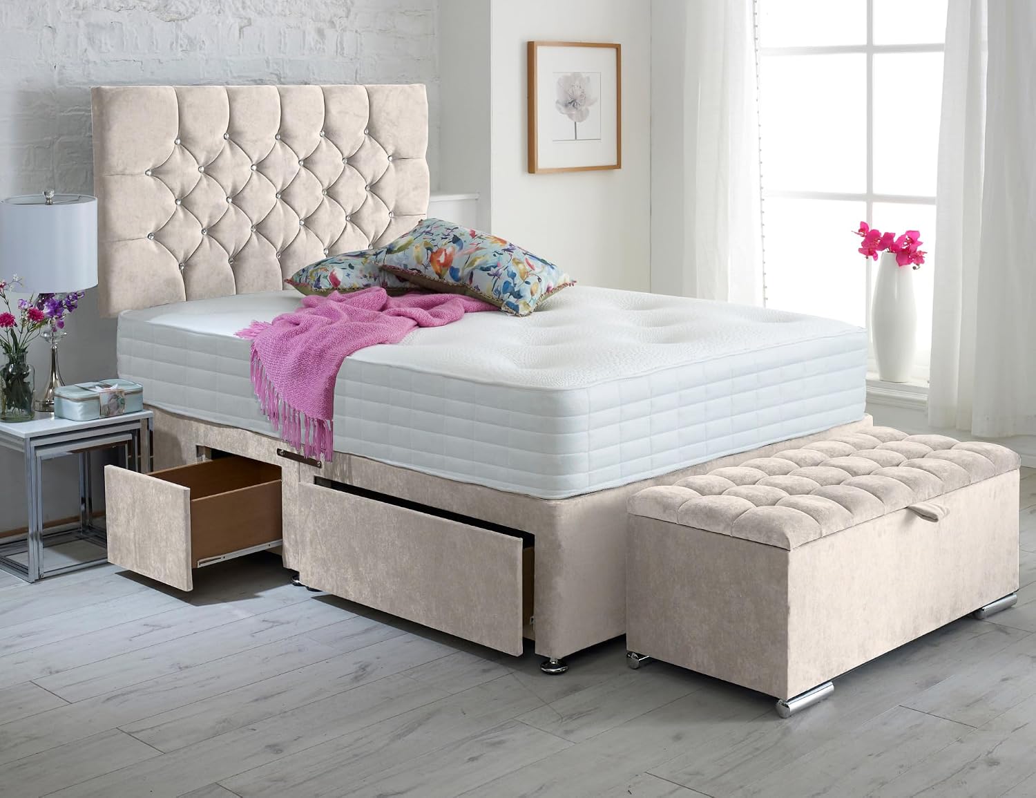 ComfoRest - Stylish 4FT6 Double Bed with Mattress | Ottoman Storage Box ...