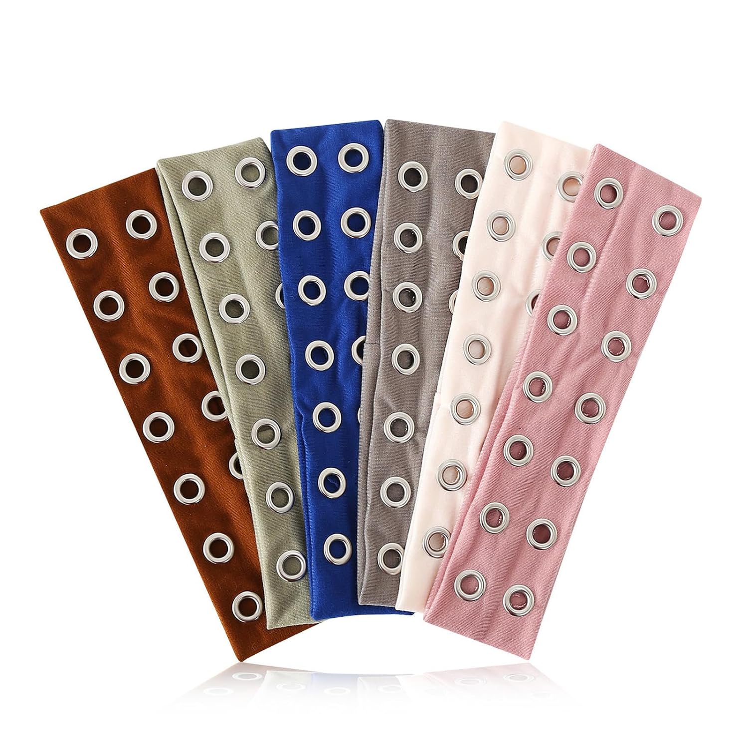 Stretchy Headbands 6 Color Pack Punk Rock Grommet Eyelet Hair Ornament for Teens Youth Photography Hair Props