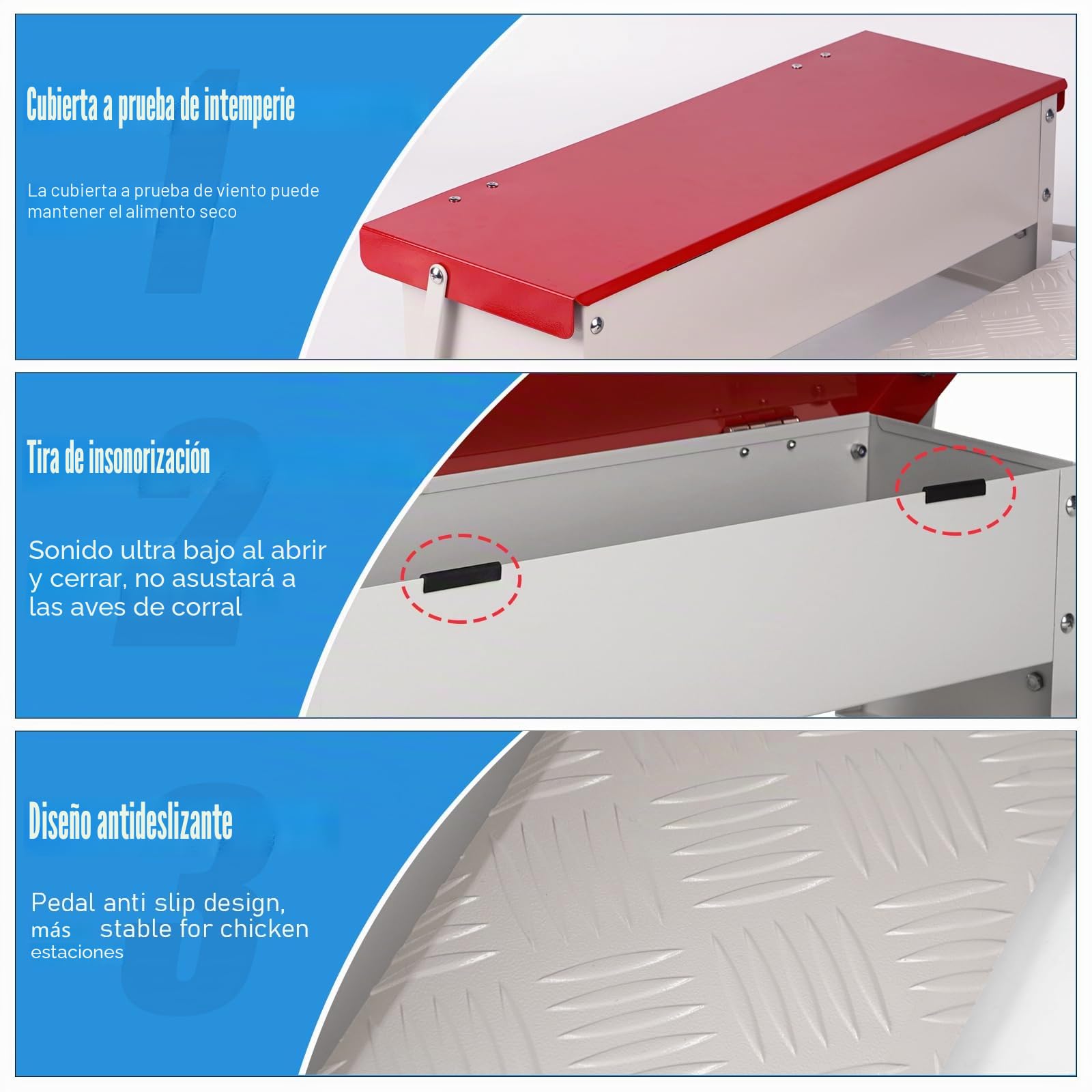 Comedero para Pollos con Pedal Metálico Capacidad 7kg, Alimentador Antidesperdicio Resistente a la Intemperie para Exterior con Tapa Protectora, Adecuado para 6 a 12 Pollos, Patos y Gansos