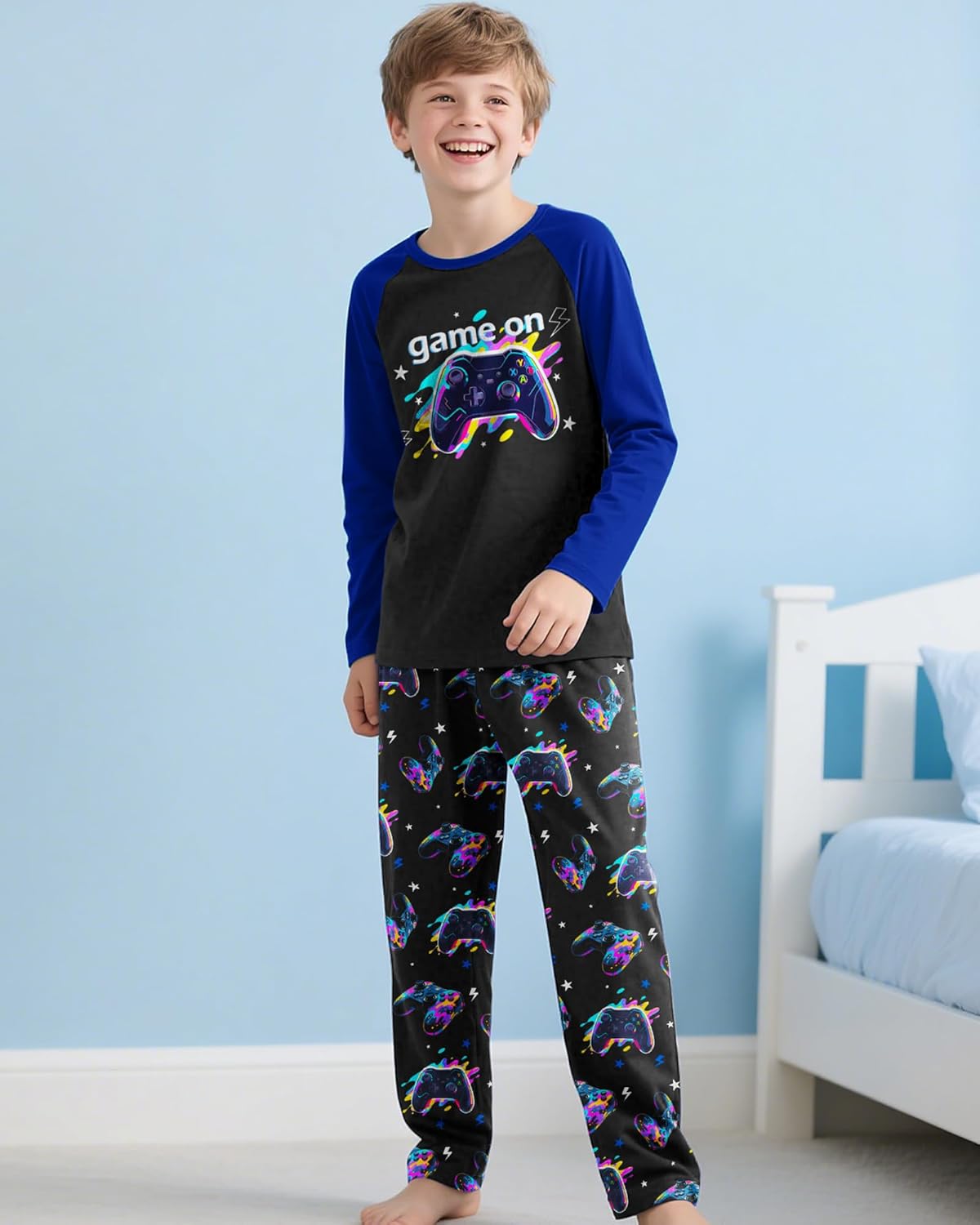 PASHOP Boys Pajamas Cozy Soft Long Sleeves Top and Pants 2 Piece Cool Pjs Pajamas Set Big Boys Sleepwear Size 8-14 - Image 2