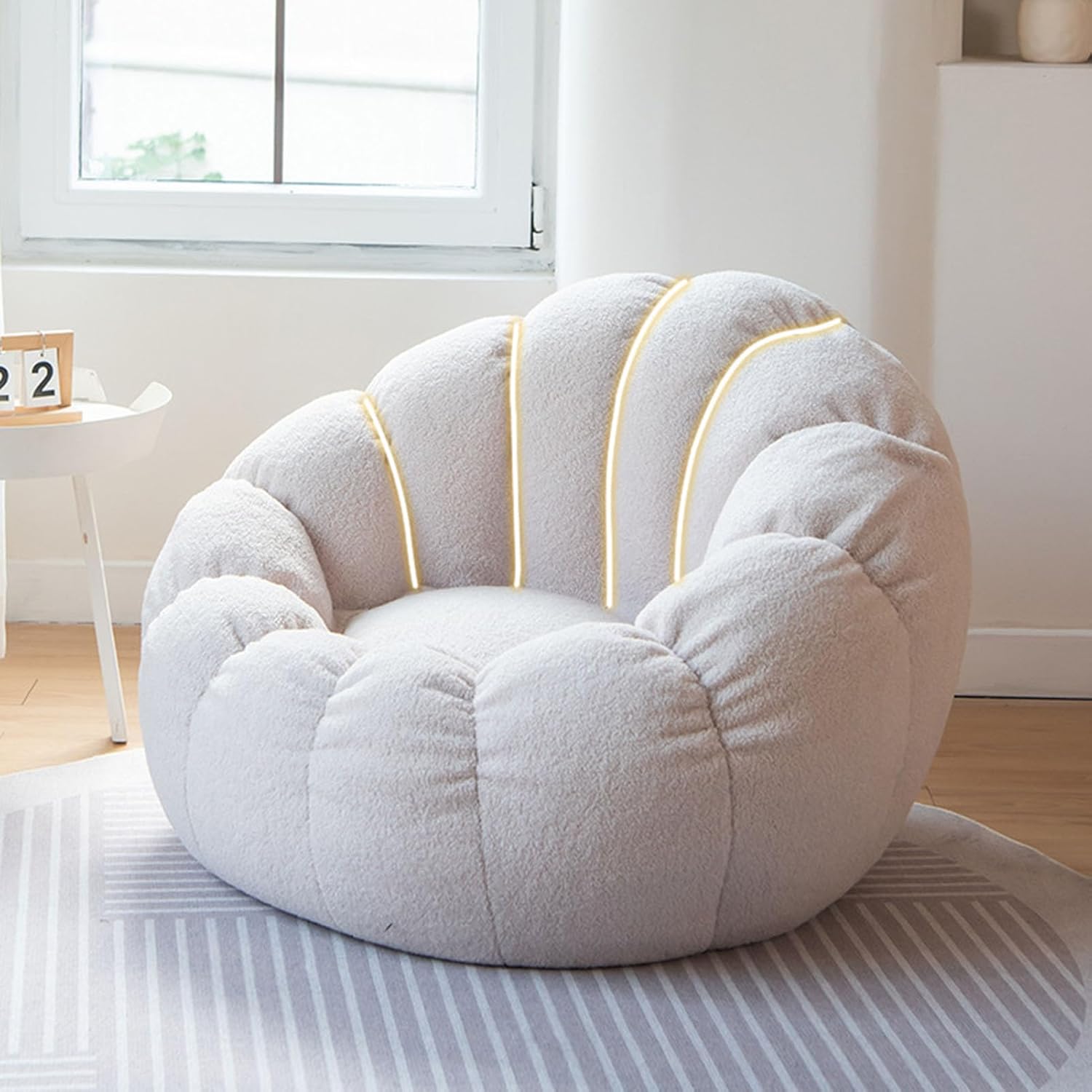 Stuffed Animal Storage Bean Bag Chair Cover(it was only a Cover, not a Full Bean Bag) for Adults.Pets Dogs/Cats Lazy Beds for Organizing Children Plush Toys or Memory Foam,White
