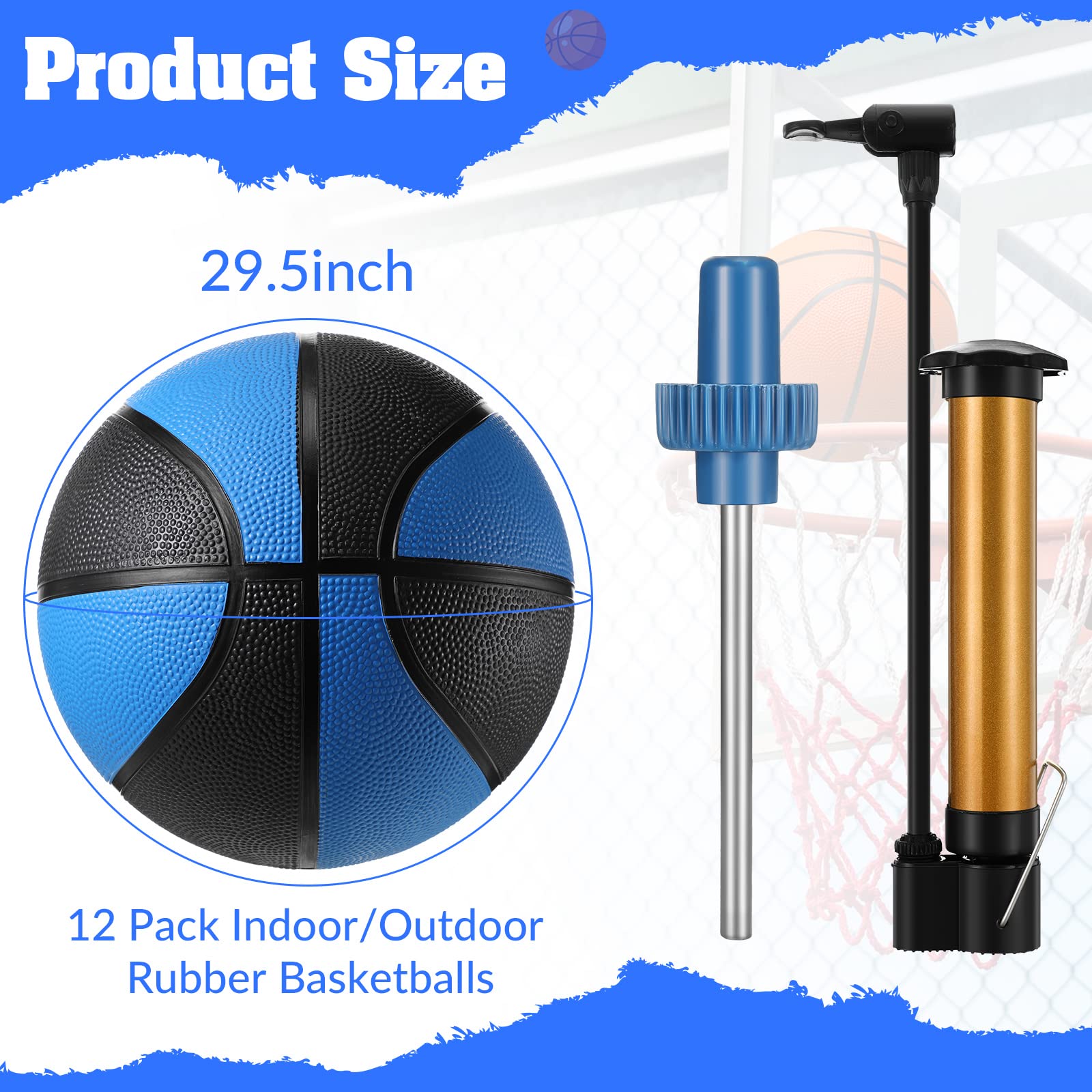 Deekin 12 Pcs Basketballs Bulk Official Size 7 Outdoor Rubber 29.5 ...