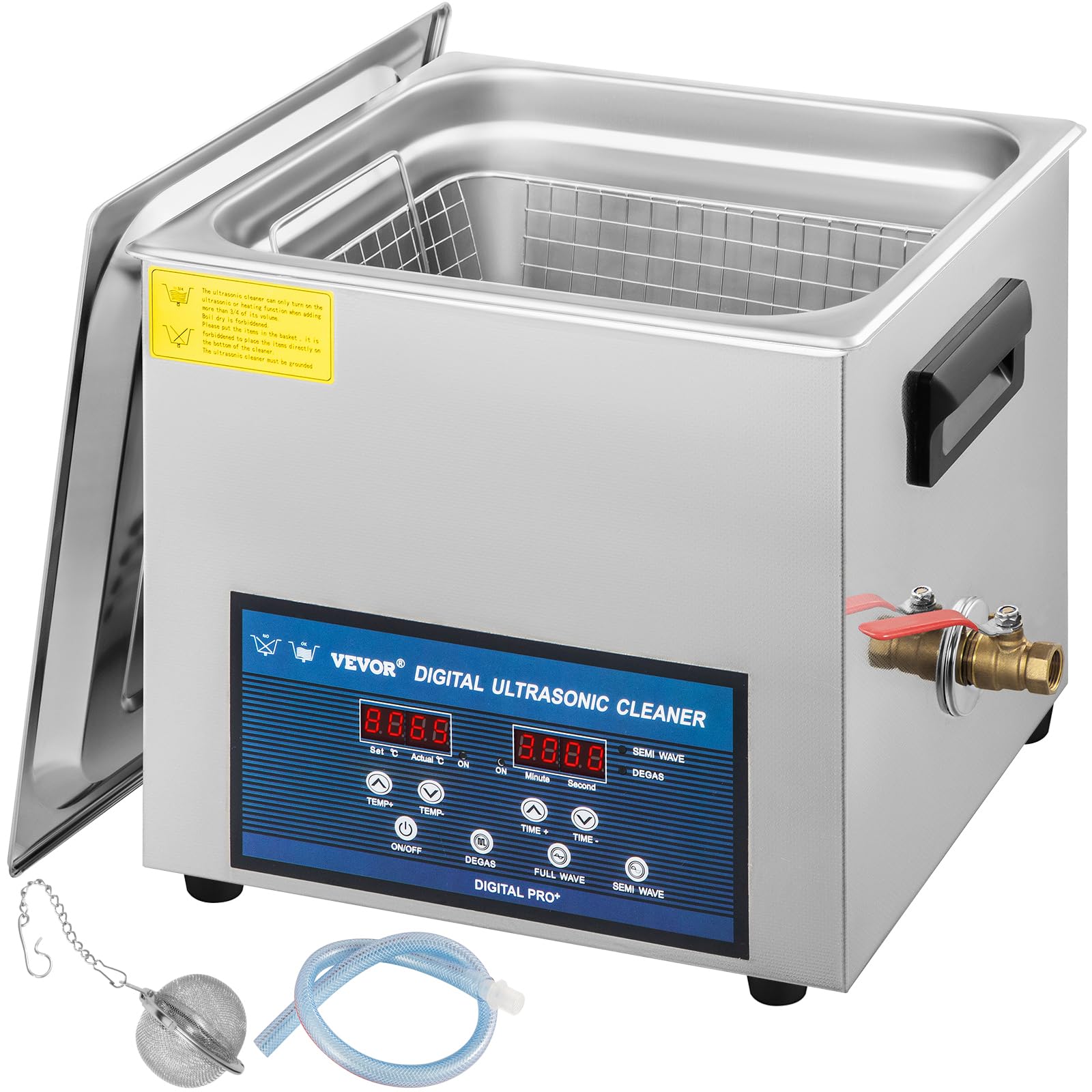 VEVOR Nettoyeur à Ultrasons Double Fréquence 10 L, Professionnel Nettoyeur à Ultrasons 220 V avec Chauffage, Nettoyeur Ultrasons en Acier Inoxydable pour Pièces Bijoux Carte de Circuit 28/40 kHz