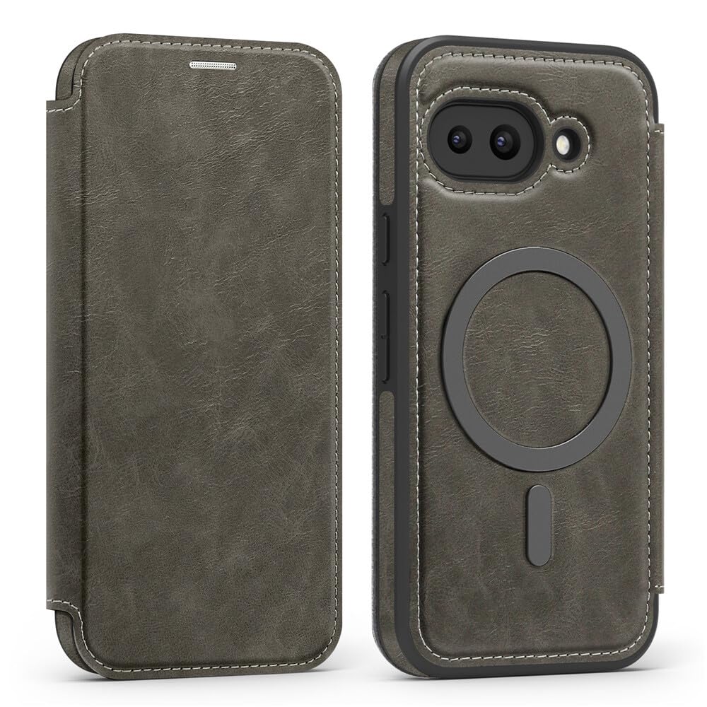 Étui Google Pixel 10 5G housse portefeuille cuir gris rabat anti-piratage - 8
