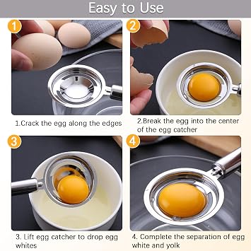 Egg Separator,Stainless Steel Egg Yolk White Separation Tool