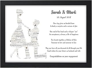 Personalised Engagement Gifts Fiance Engaged Couples Poem Gifts Engaged Poem Gift Present - A5, A4, A3 Prints and Frames - 18mm Wooden Blocks