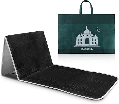 Tapete de oración plegable con respaldo, silla de meditación plegable con bolsa de almacenamiento, alfombra de meditación suave, alfombra de oración