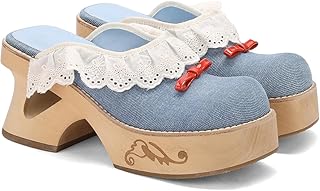 Handmade Swedish Wood Mules for Women Platform Low Heel Wooden Clogs Mules Open Back Faux Leather Clogs