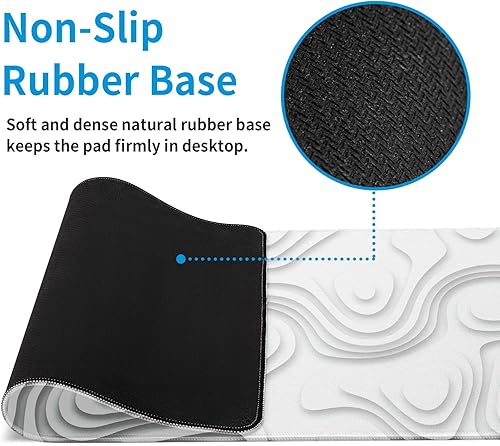 Miniatura 5 de Alfombrilla de mouse grande para juegos de geometría sólida, alfombrilla de mouse blanca para juegos, alfombrilla de escritorio grande con borde