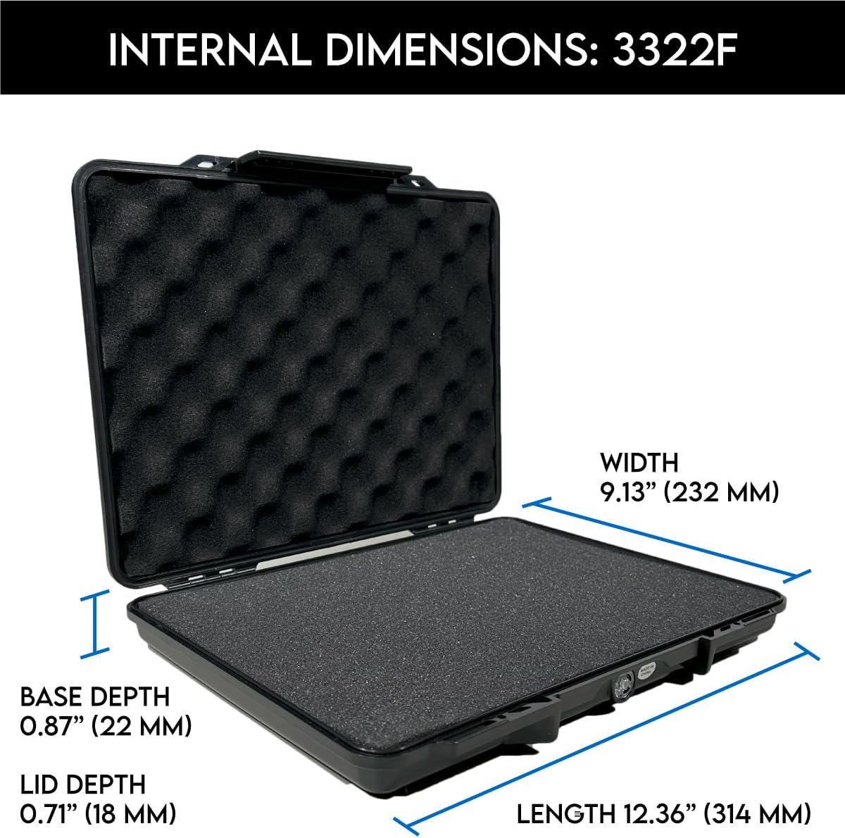 DCB Cases - Element 3322F 12.36 x 9.13 x 1.57 Int Dim | IP67 Waterproof | Protects Tablets, Phones, and Documents | Shoulder Strap | Latch Close | Injection Molded Plastic | Foam Insert - Image 3