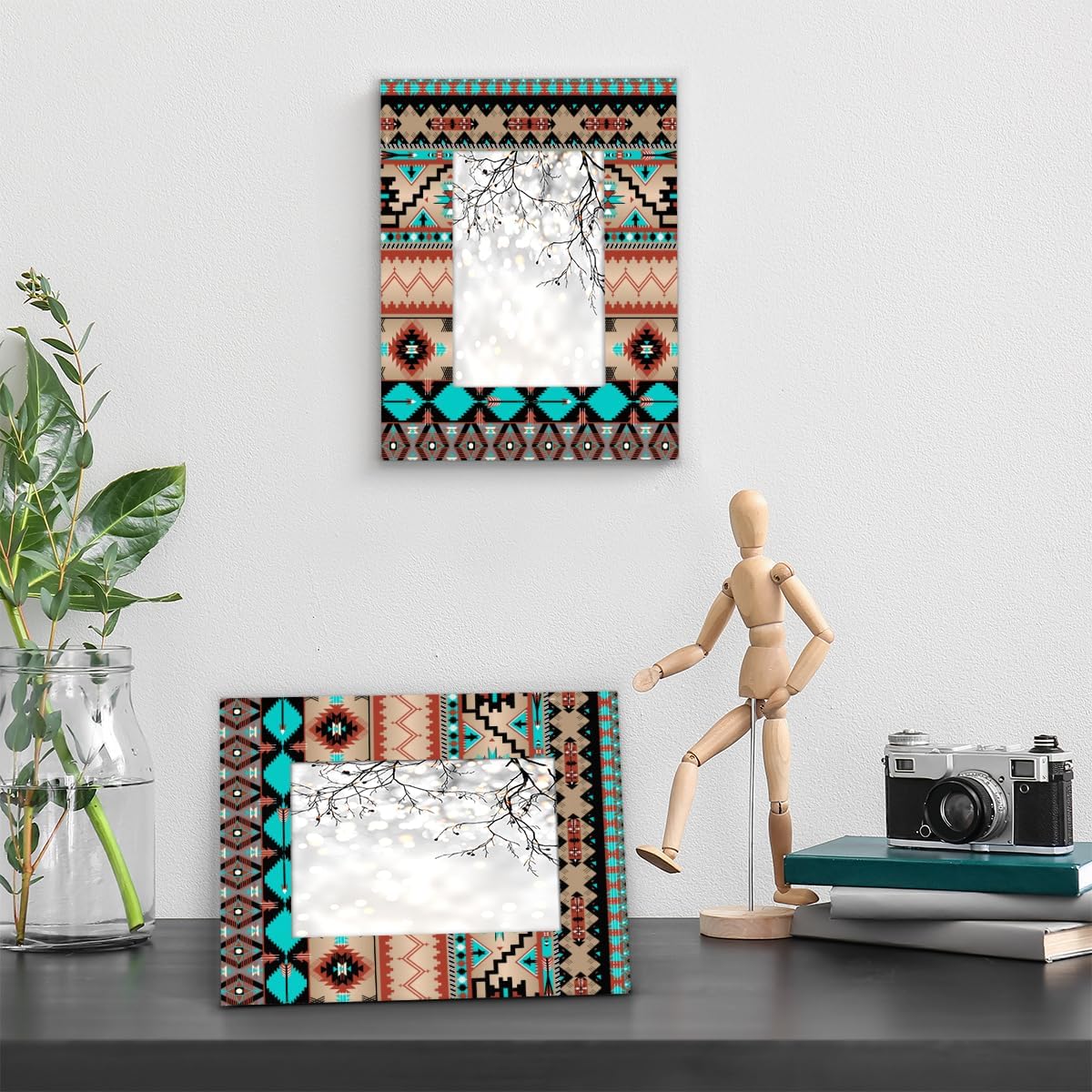 Ethnic Aztec 5x7 Picture Frames Colorful Geometric Photo Frames Collage for Wall Mounting Tabletop Display Wood Photo Picture Frame Home Office Decoration Family Friends Gift - Image 5