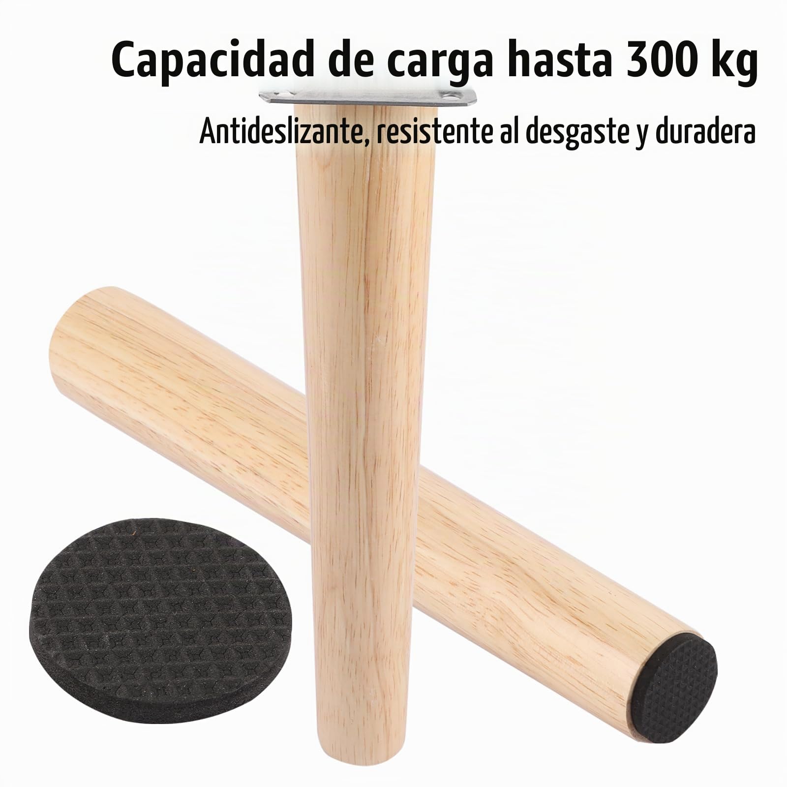 AKOLAFE 4 patas para muebles de madera de roble, 30 cm, patas de madera robustas, patas de muebles redondas, con placas de montaje y tornillos, para cama, armario, silla, mesa