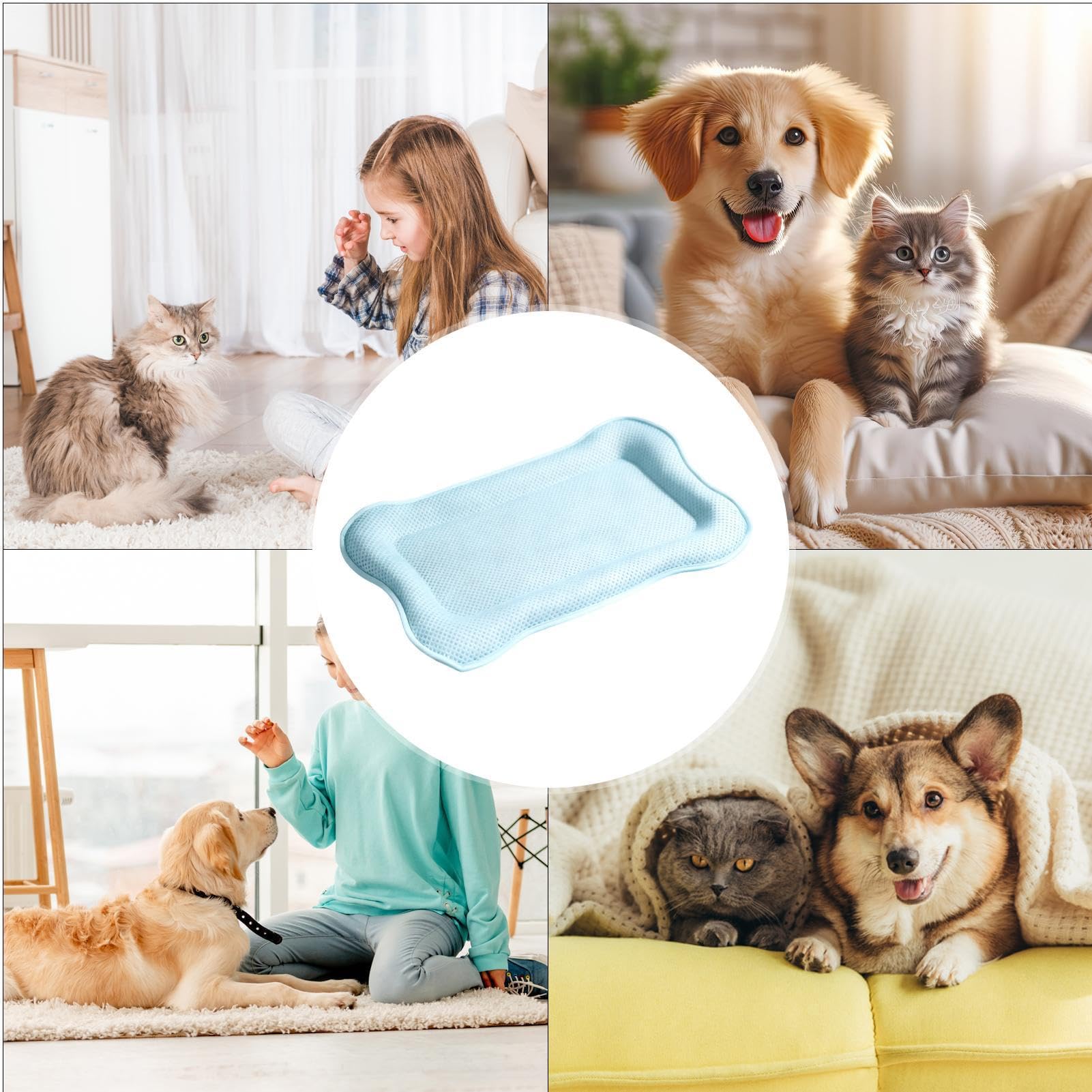 Tappetino Rinfrescante da Cani | Cuscinetto Portatile a Forma di Osso 42 x 58 cm | Cuccia Rinfrescante per Animali | Cuccioli e gattini caldo interno esterno balcone auto viaggio gabbia spiaggia