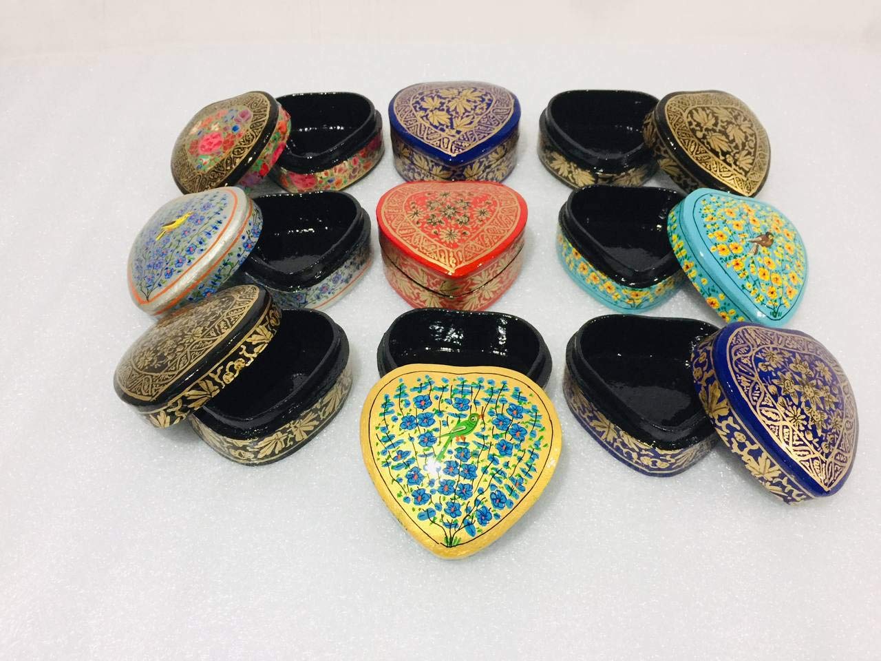 Kashmiri Paper Mache Box .Set of 5 Decorative Treats Boxes, Handmade Decorative Boxes by Baba Art And Crafts - Image 2 thumbnail