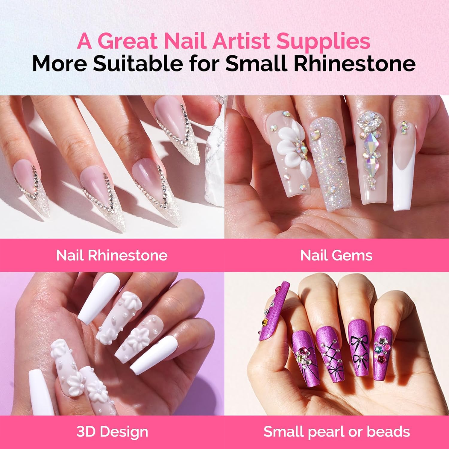 MelodySusie Rhinestone Glue Super Strong Gel Nail Glue for 3D Sculpting Nail Art Design Chrome Powder Decals Decor Need UV/LED Cured 30g