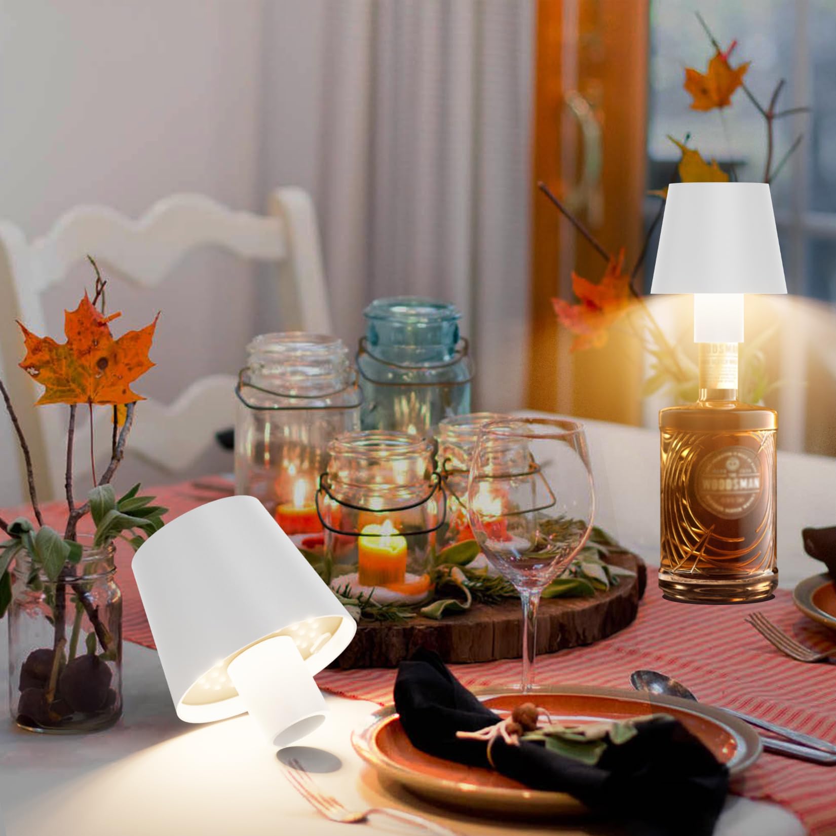 Aipsun Lampe Bouteille LED Rechargeable 2 Pièces, 5500mAh, 3W, IP54, 3000K-6000K, Aluminium, Dimmable pour Jardin Bar Restaurant (Blanc)