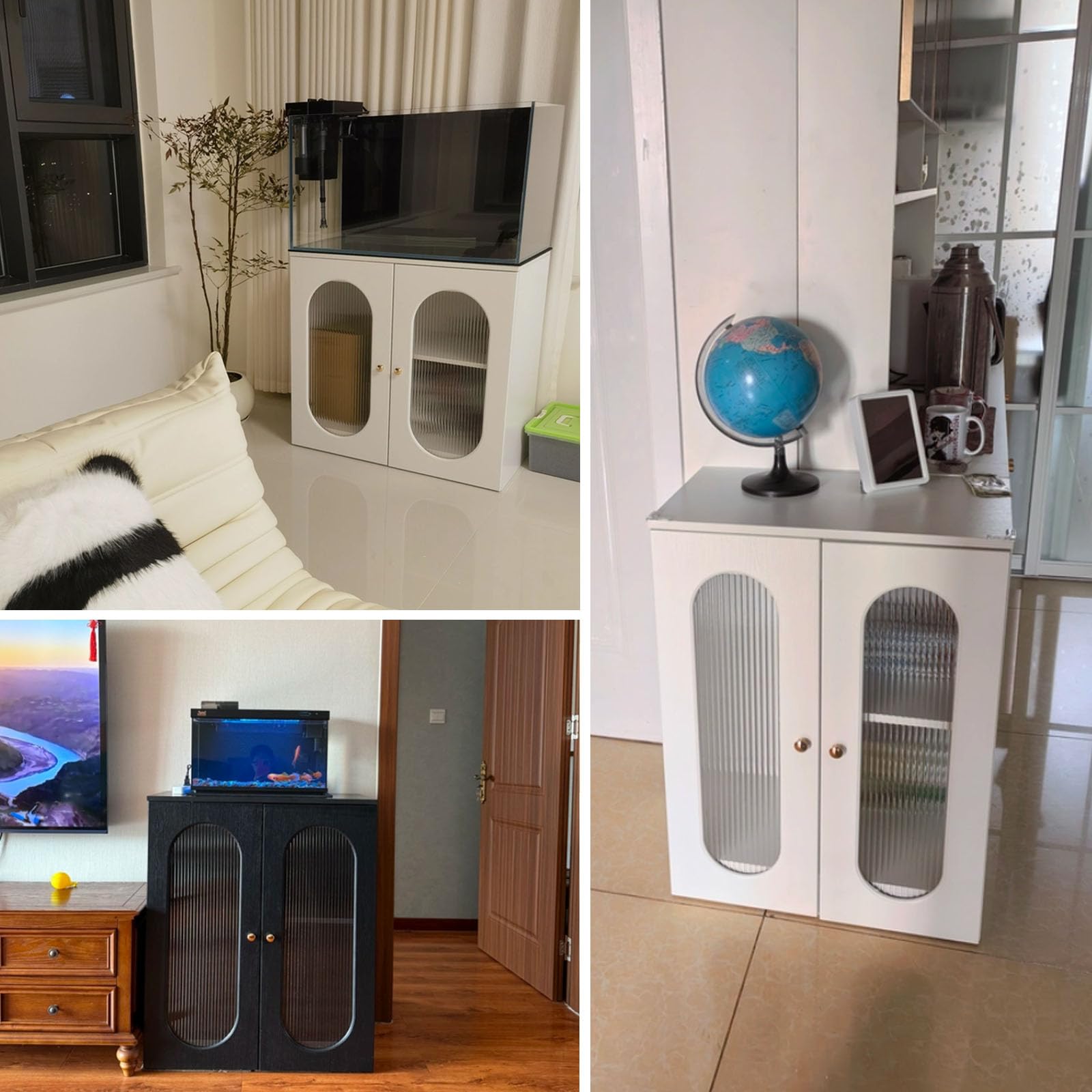 Support d'aquarium multicouche avec portes d'armoire en verre, matériau de 16 mm d'épaisseur, convient pour les maisons, les bureaux et les études, 80 x 45 cm