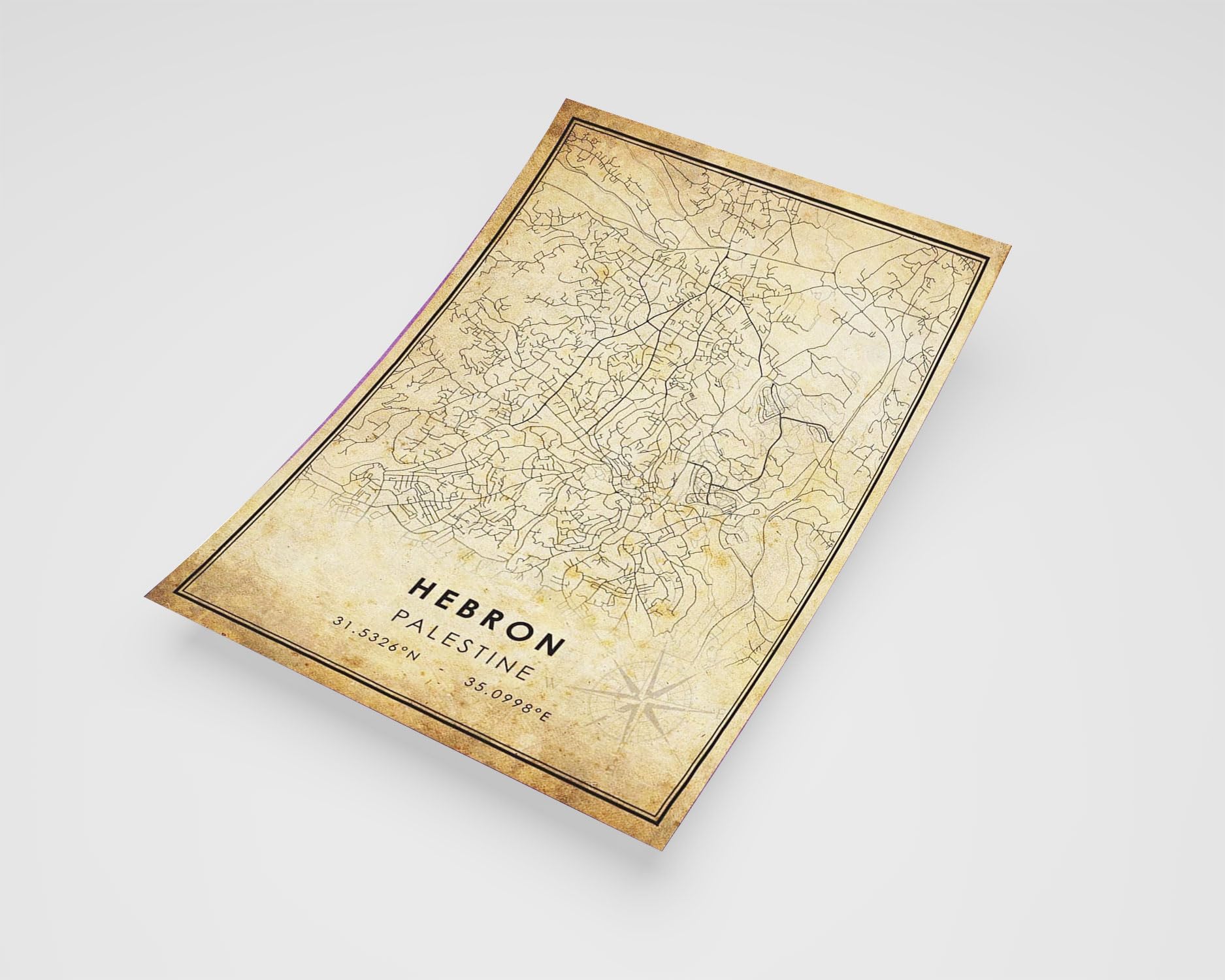 MG Global Rustic Poster of Hebron Palestine | 11x17 12x18 16x24 24x36 Vintage Unframed Print | Antique Hometown City Wall Art for Gift | Home Office Decor