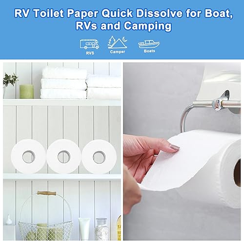 Miniatura 3 de Papel higiénico RV de disolución rápida de 2 capas, seguro séptico, biodegradable, 500 hojas, 12 mega rollos, papel higiénico para caravanas,