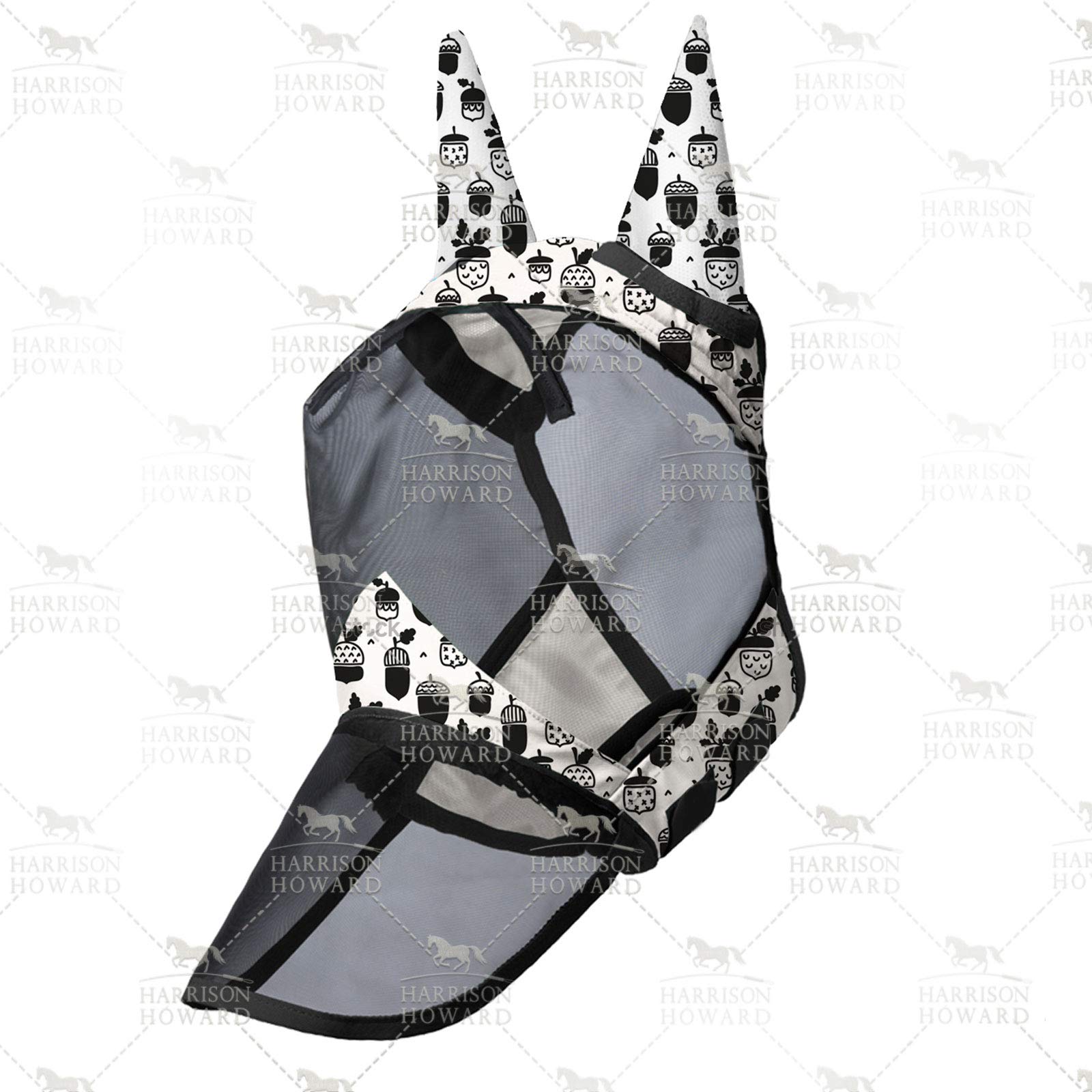 Harrison Howard LumiVista Horse Fly Mask Long Nose with Ears UV Protection for Horse-Pine Cones Extra Full - Image 2