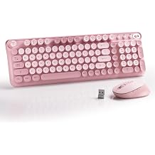 MPTOG Wireless Keyboard and Mouse Combo Pink | Full-Size 2.4G Set with Number Pad, Long Battery Life, Plug Play for Office and Student Use