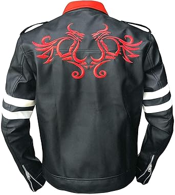 black jacket with red patch