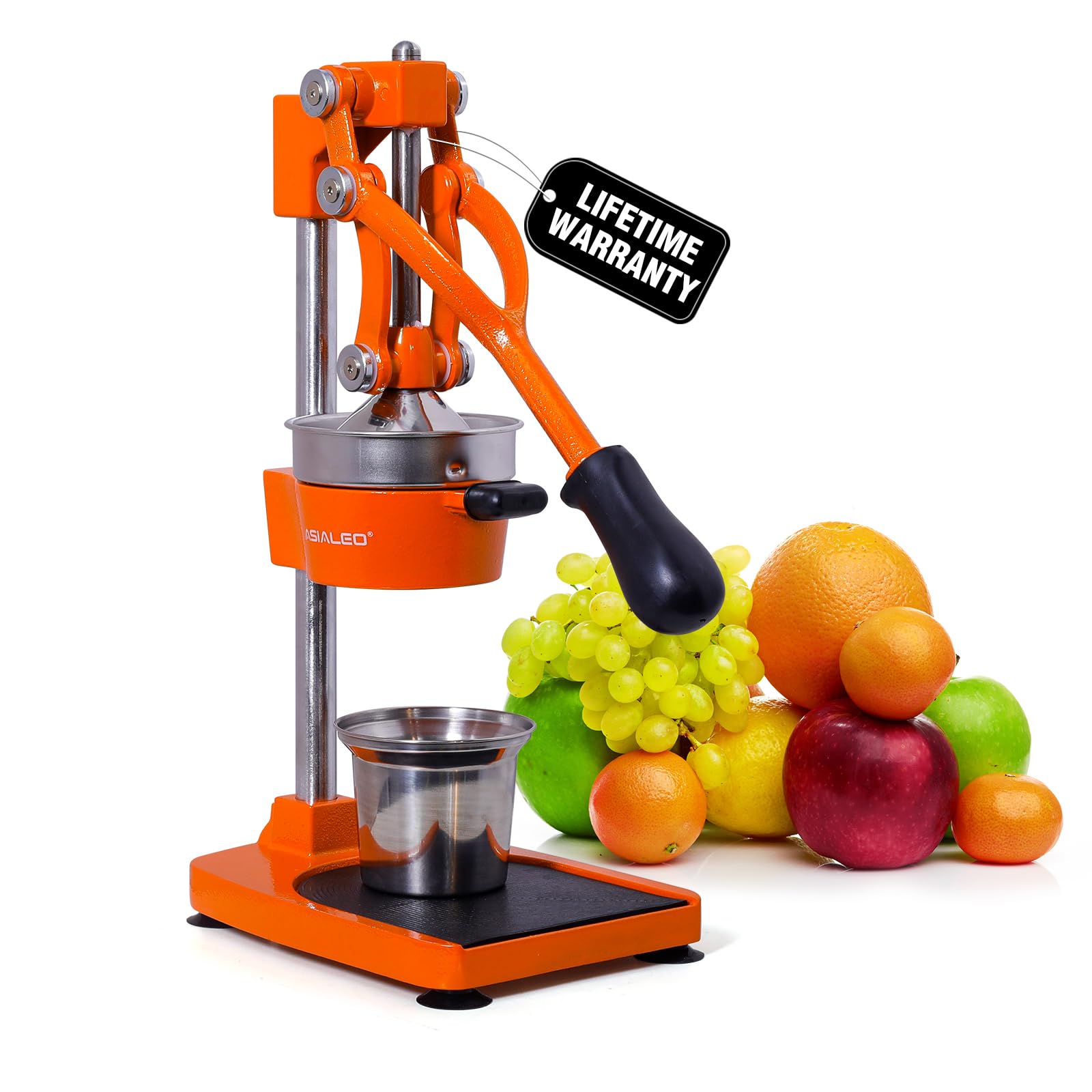 Manual Cast Iron Citrus Juicer,Commercial Hand Press Heavy Duty Countertop  Squeezer for Fresh Orange Lemon Juice,Easy to Use Clean (orange)