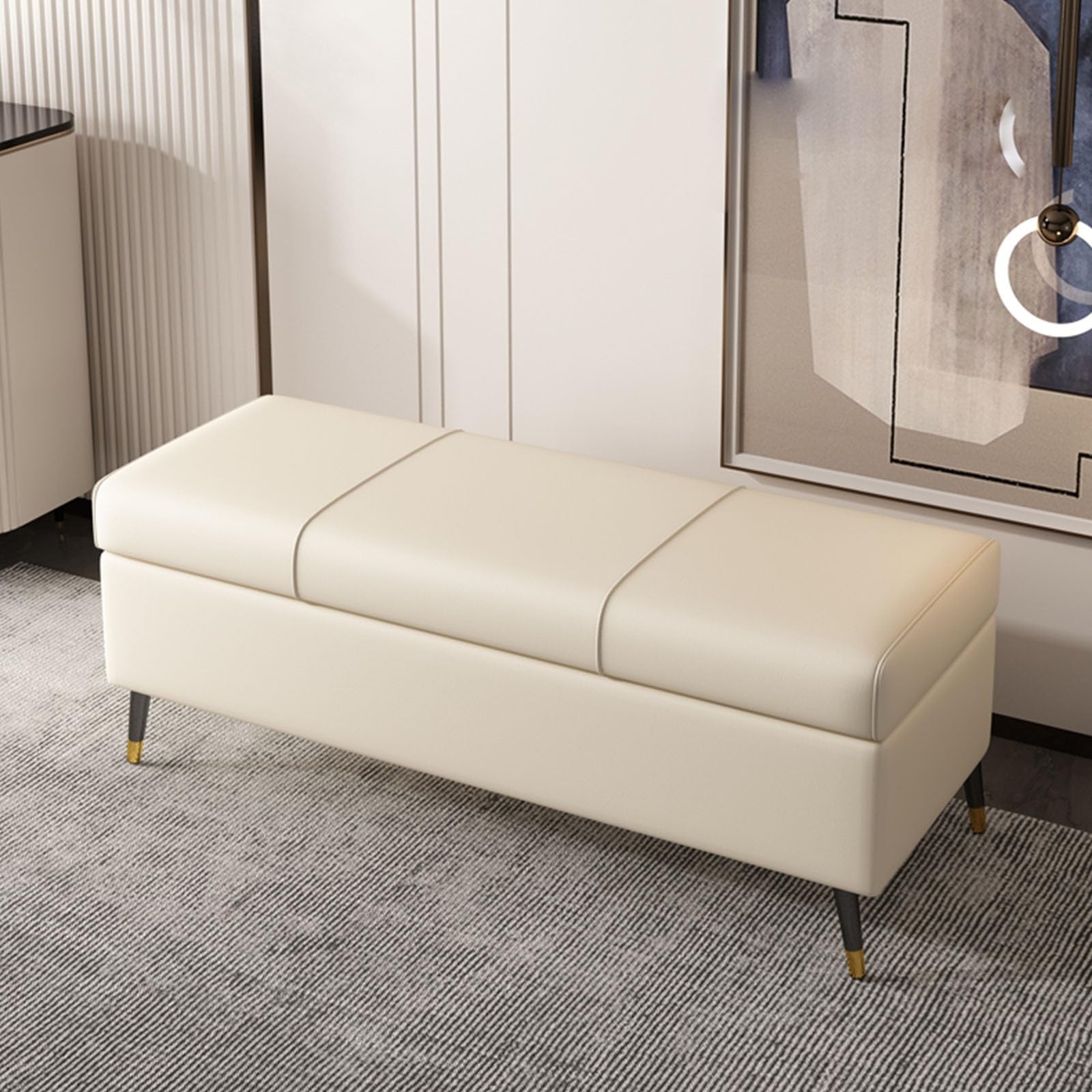 Banc coffre et tabouret de rangement pour salon et chambre