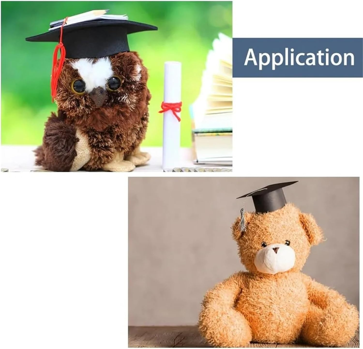 20Pcs Mini Graduation Hats for Pets, Black Cap Photo Prop for Small Animal Costume Accessory