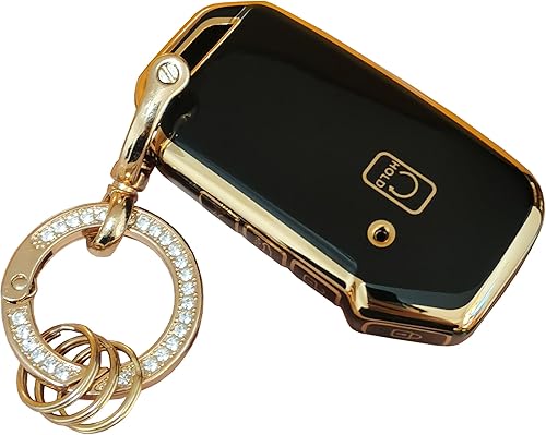 WENHENI Funda para llavero KIA Ceed Cerato Forte NIRO Seltos Sorento Soul Sportage Telluride (oro-blanco)