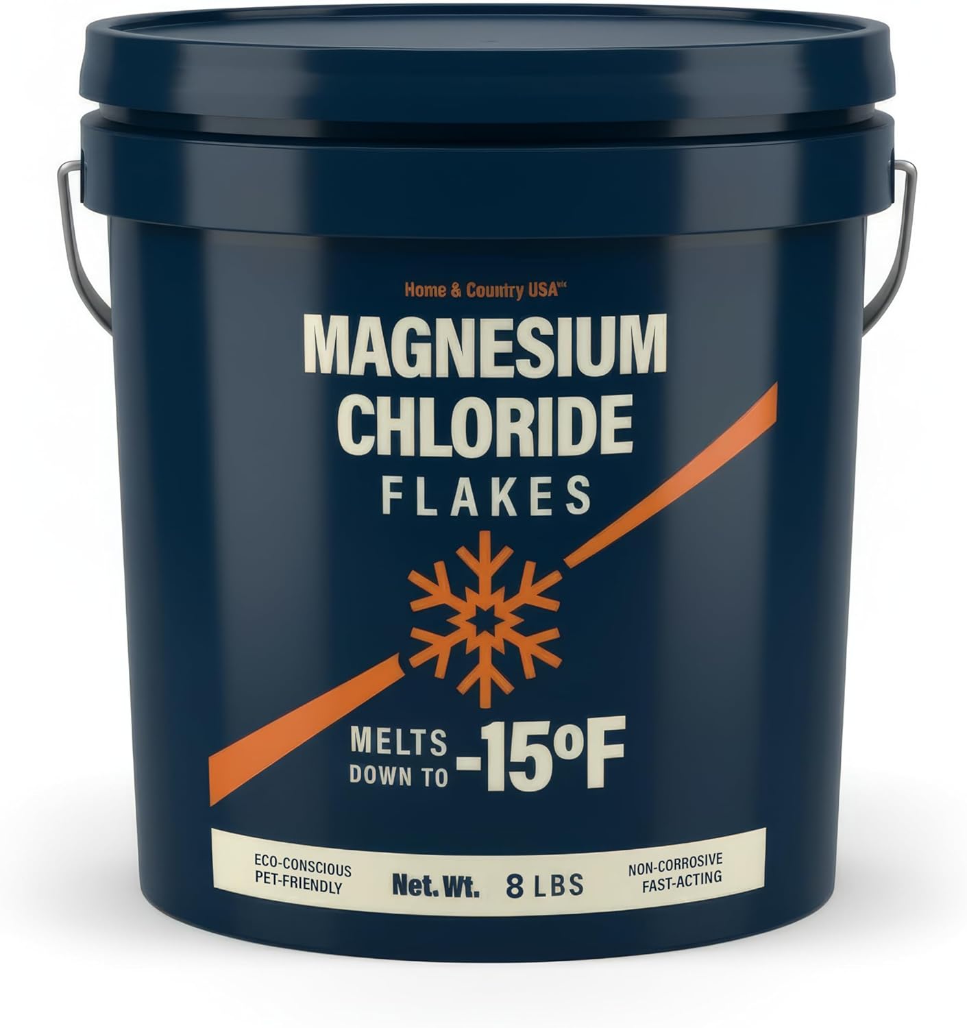 Magnesium Chloride Flakes 8 lb Pail, Fast-Acting Ice Melt & Deicer, Long-Lasting, Low-Residue, Safe for Pets and Surfaces