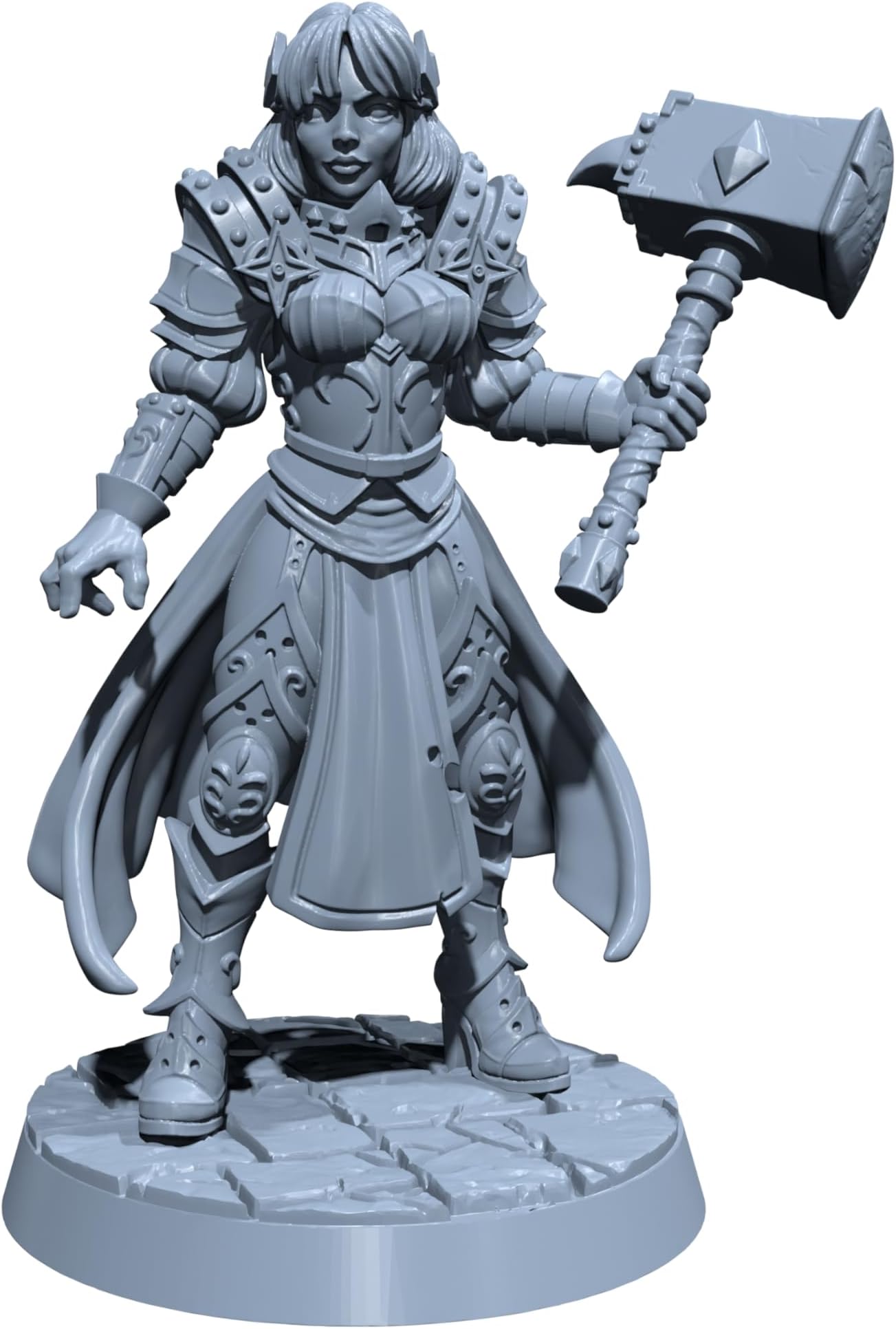 Agatha Stonehammer | Female Human Paladin or Cleric Miniature for Tabletop Games Like D&D and War Gaming| Dungeons and Dragons Mini Pavement Base