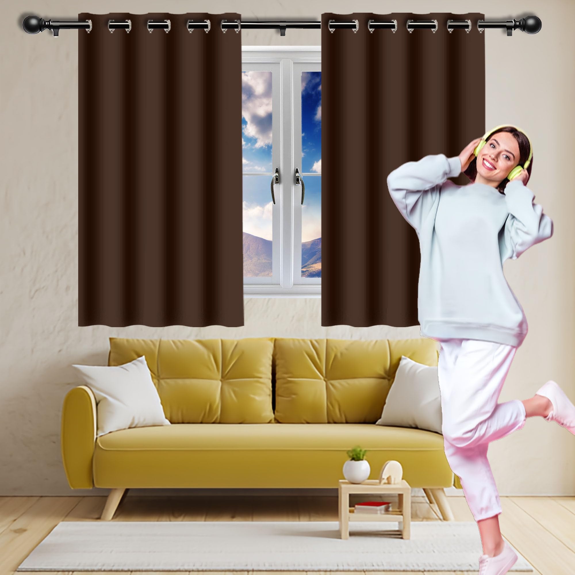 Rideaux doux et esthétiques brun 140x190 pour une décoration maison haut de gamme
