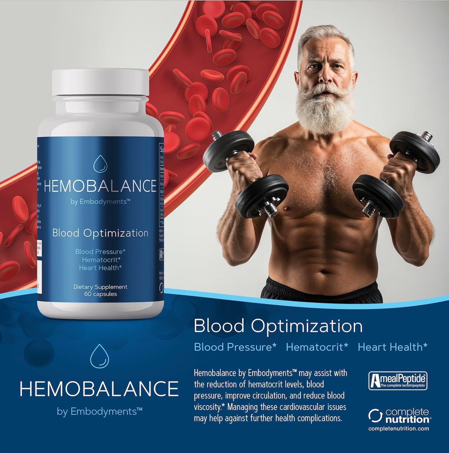 Complete Nutrition HemoBalance Blood Optimization Supplement, 60 Capsules, Supports Hematocrit Levels and Reduces Blood Viscosity - Image 4