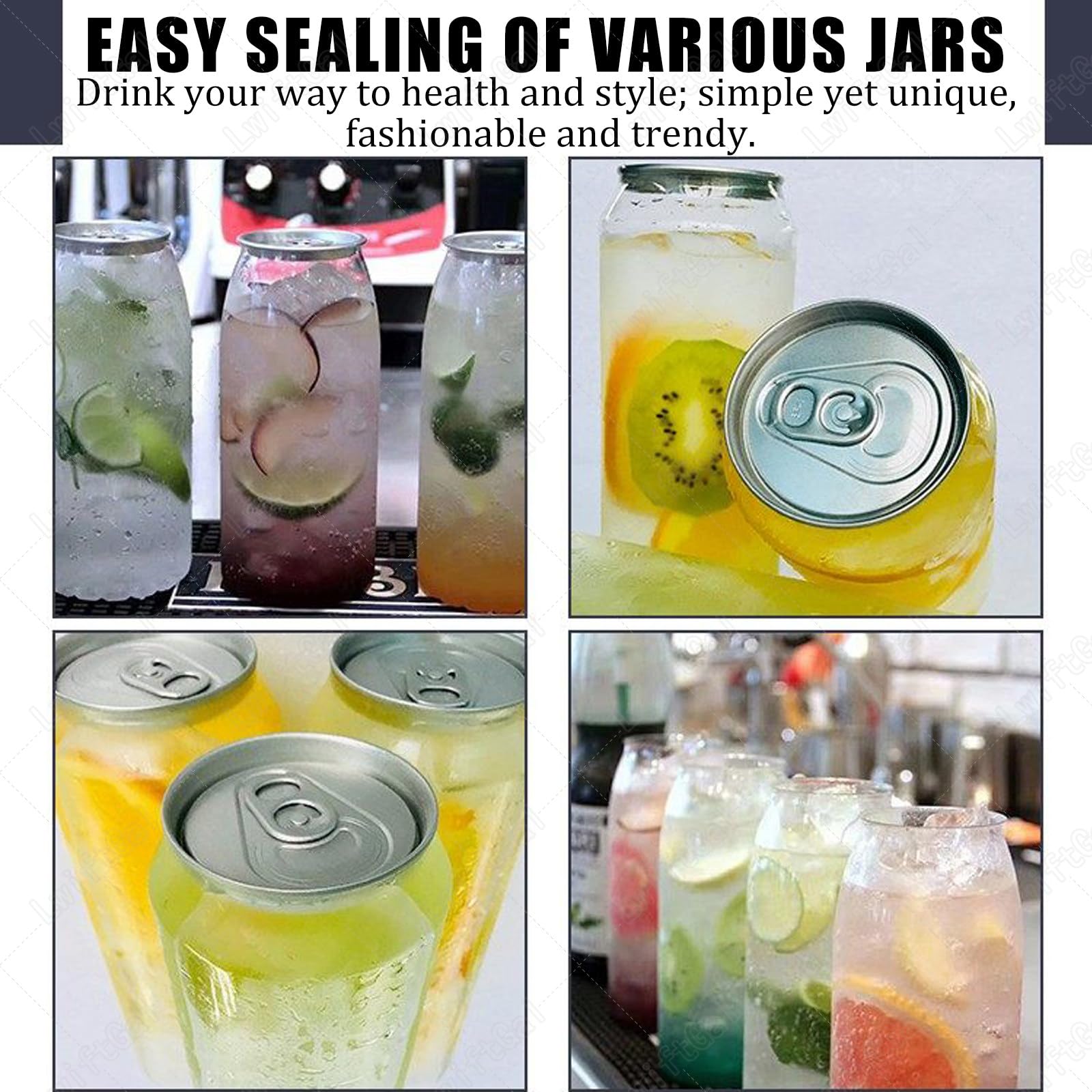 Bouteilles vides en plastique pour scellage de canettes, 55 mm, conteneurs de jus et smoothies, usage commercial, convient pour différents types de liquides
