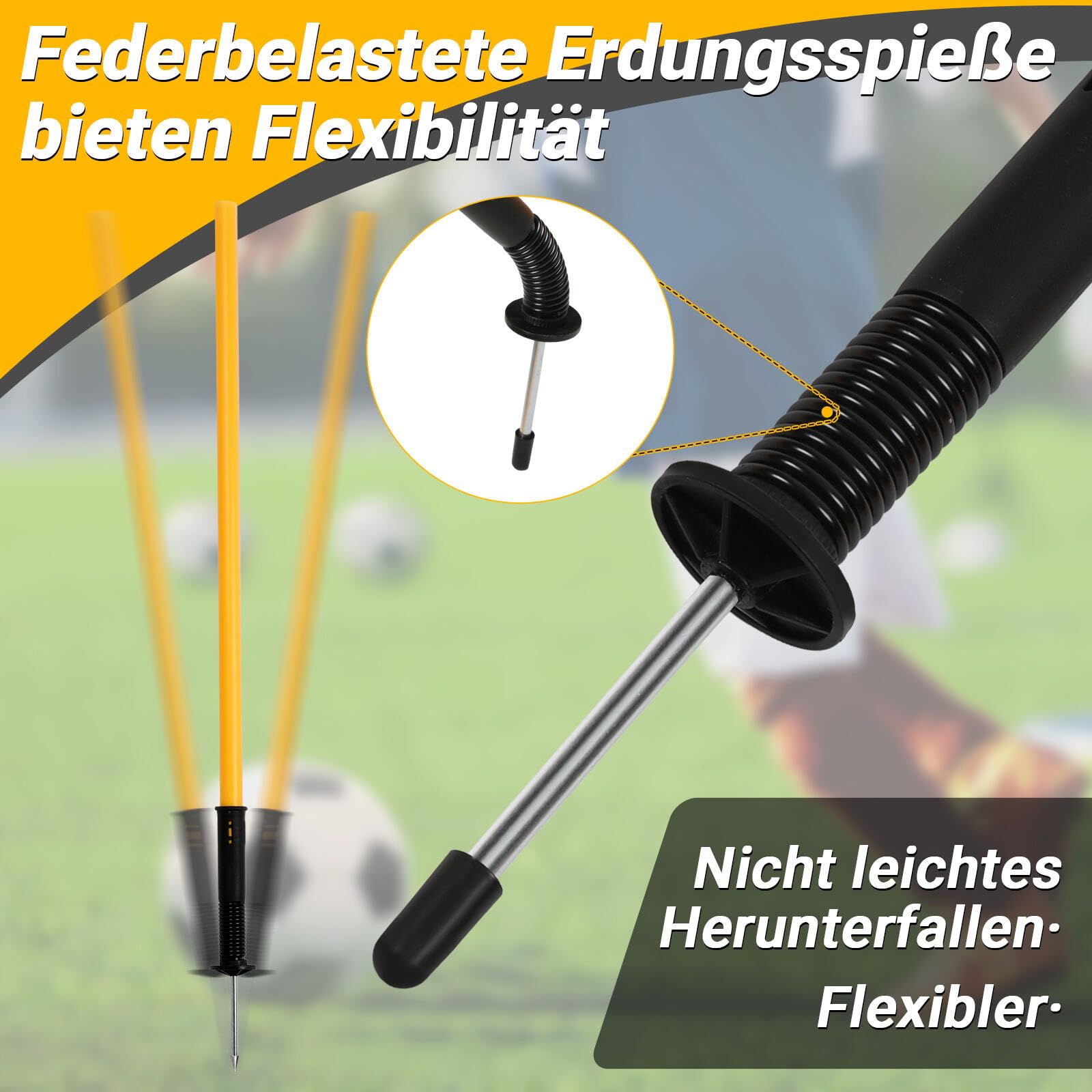 Slalomstangen Fussball Set, Slalom Poles, Slalom Stangen mit Feder, Sprunghafte Agilität Stangen, Fussball trainingszubehör für Koordinationstraining Hundesport