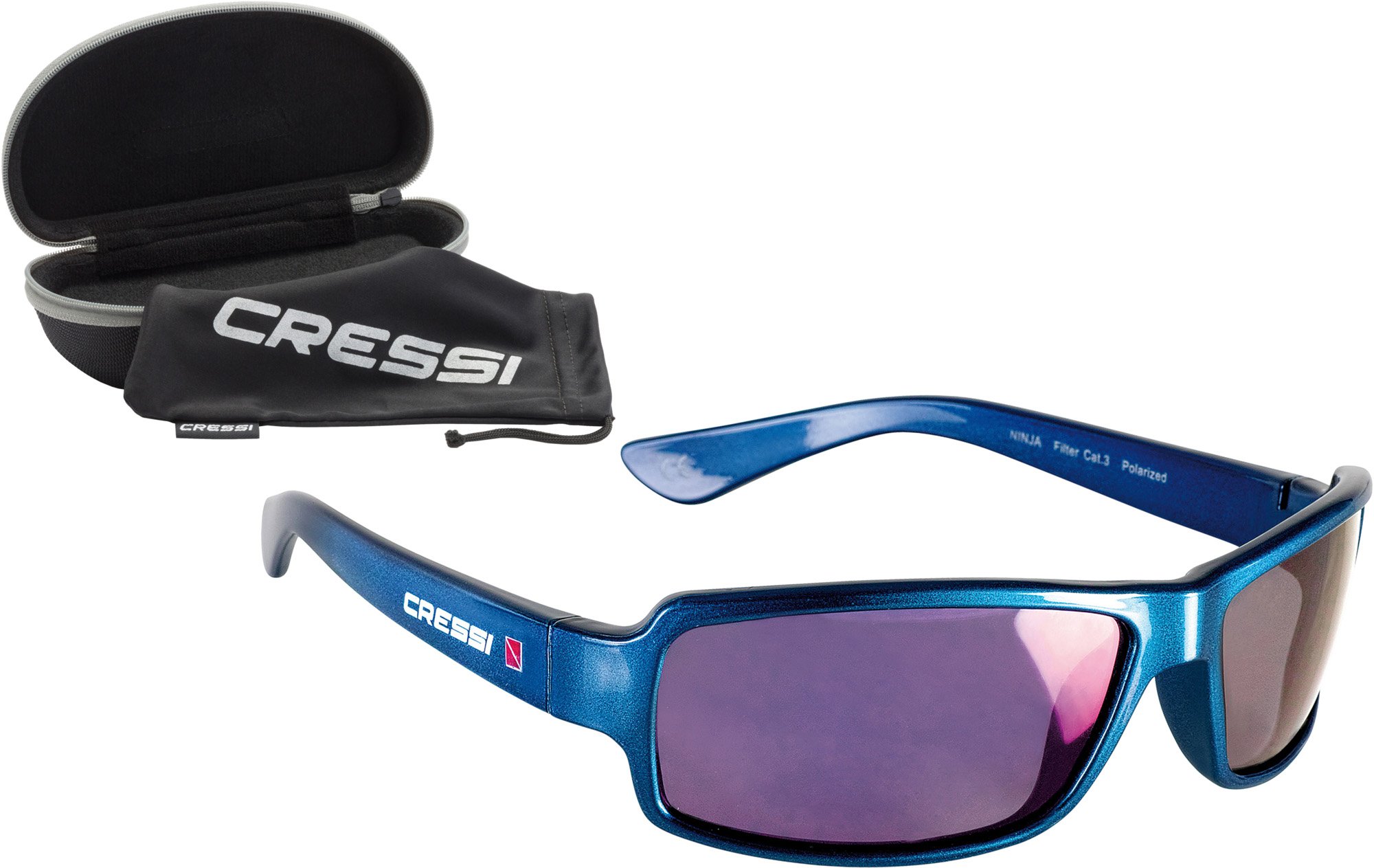 Cressi Ninja Floating Polarized Square Sunglasses, Blue (Blue Mirrored Lens), None