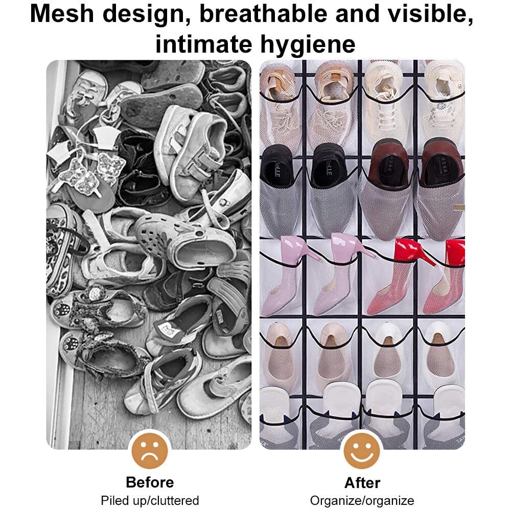 Organizer Scarpe Da Appendere A Porta - 28 Tasche Pieghevole Per Risparmiare Spazio
