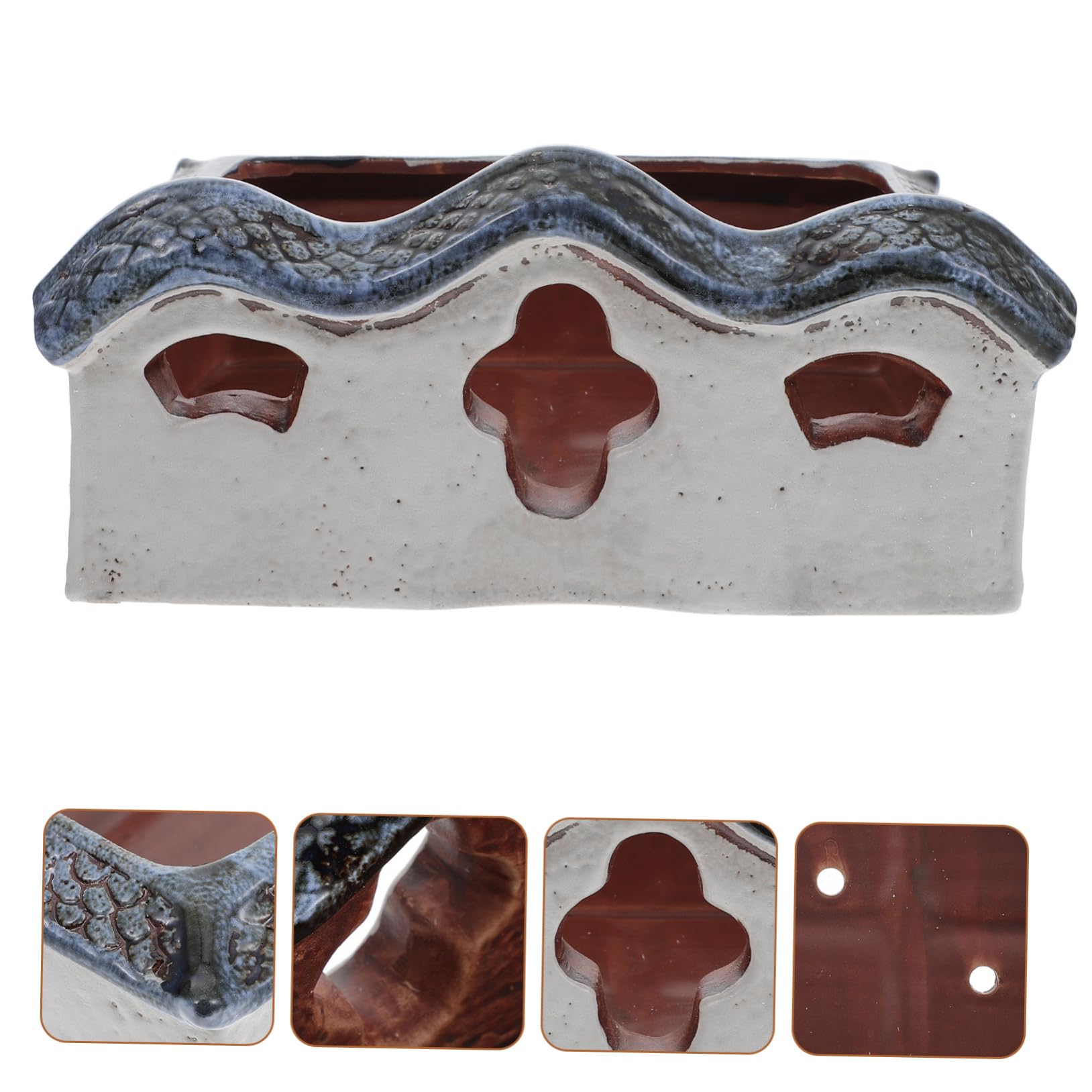 Toddmomy Ceramiczny Retro Doniczka Kształcie Domku Kreatywny Ozdobny Kwietnik Rośliny Stylowy Flowerpot Do Ogrodu Lub Dekoracji Wnętrz