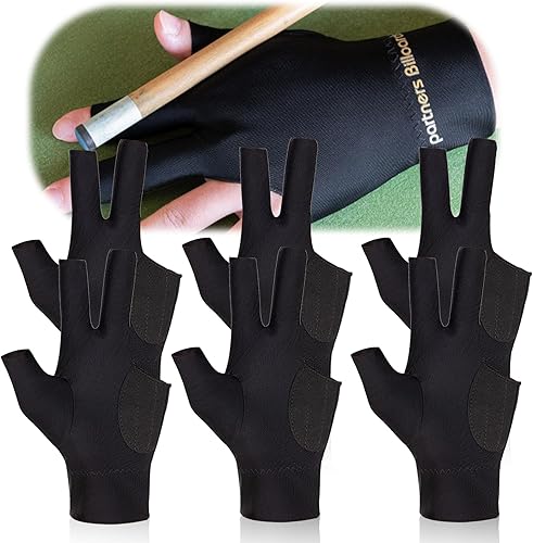 Guantes de billar para mano izquierda, guantes de billar transpirables elásticos de 3 dedos, guantes de billar de tamaños populares universales para