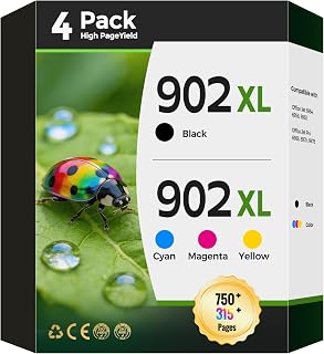 902XLインクカートリッジ交換用 HP 902 XL 902XL用インクカートリッジコンボパック 4個パック Office Jet 6954 6958 6962 Office Jet Pro 6968 6975 6978プリンターインク ブラックカラー シアン マゼンタ イエロー