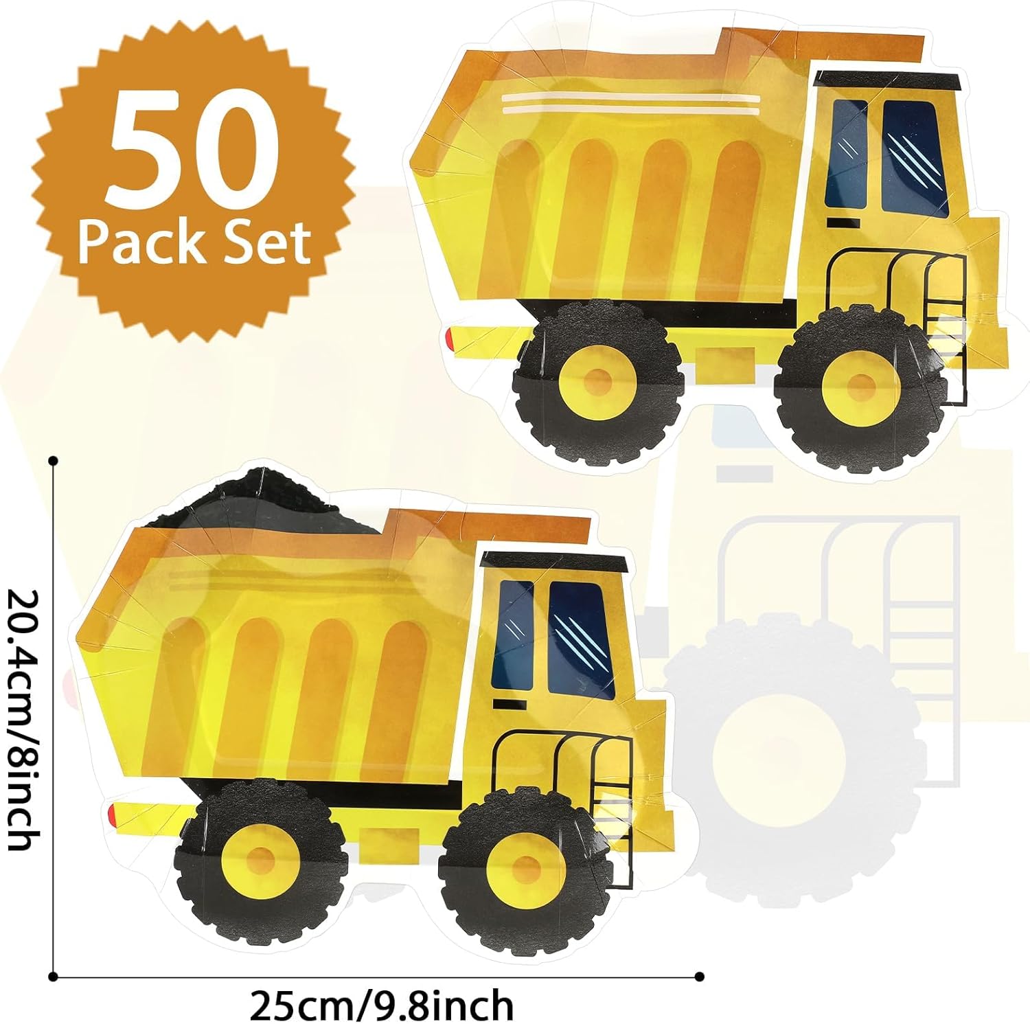 50 Pcs Construction Birthday Party Supplies Paper Plates Truck Theme Disposable Dessert Cake Dinner Plates Car Party Tableware Dinnerware for Kids Boys Birthday Decorations Favors - Image 2