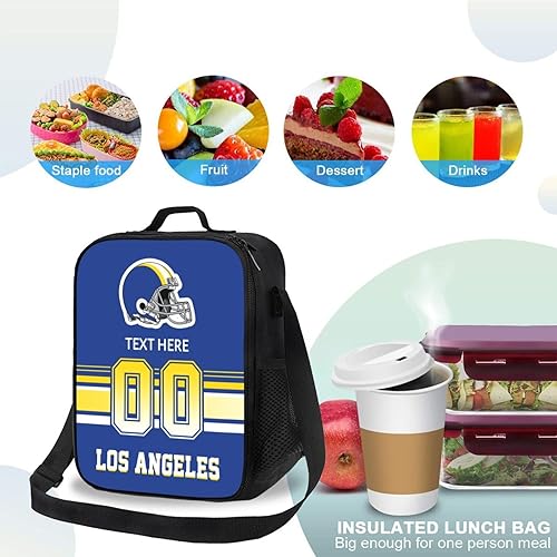 Vista 161 de Bolsa de almuerzo personalizada de Nueva Inglaterra, regalos para hombres, mujeres, fanáticos, con nombre y número personalizados, correas de hombro