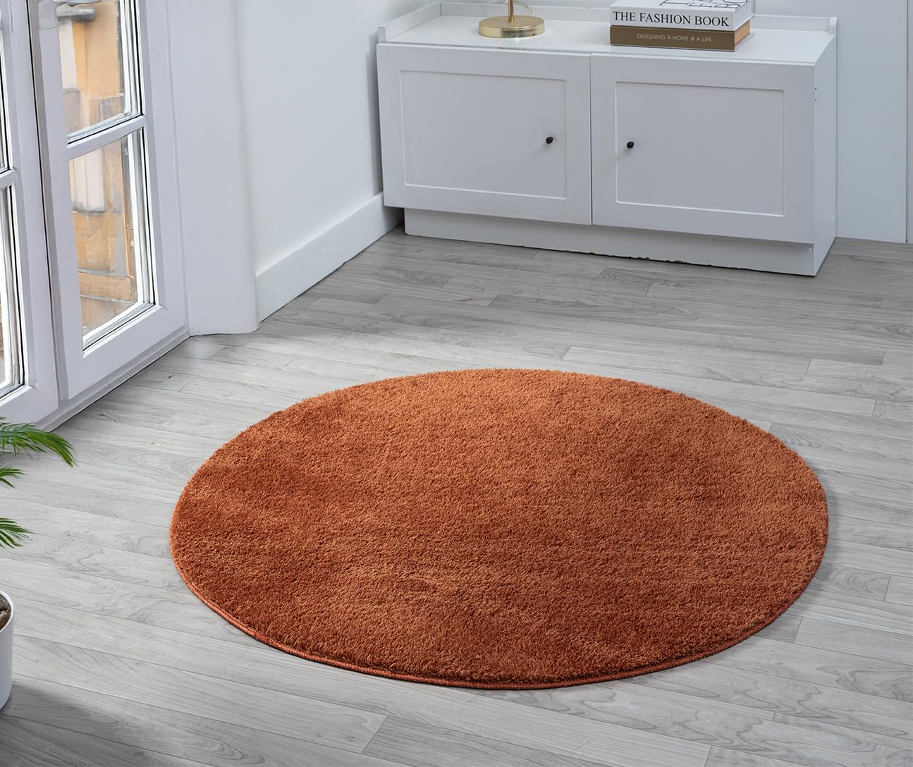 Rugs by Desire Comfy Washable Modern Living Room Rug Polyester Plain Indoor Area Rug with Low Pile - Anti-Slip Felt Backing SuperSoft Carpet Bedroom-Hallway, Terracotta, 100xCRL cm