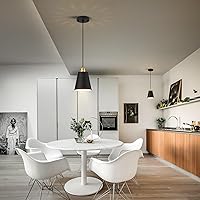 Vista 7 de Matte Black Mini Pendant Light 7.87in Cone Kitchen Island Pendant Lighting with Gold Modern Hollow Shade Hanging Light Fixture for Kitchen Dining