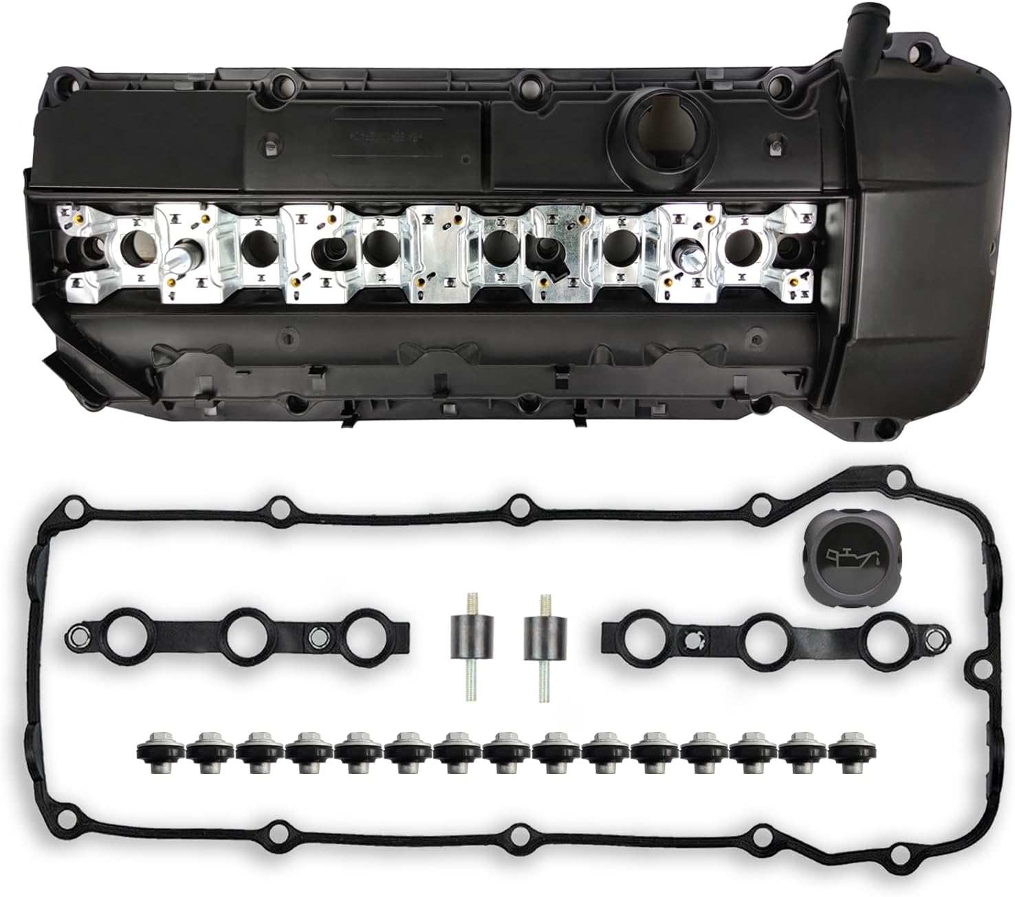 MITZONE Upgrade Aluminum Valve Cover Kit Compatible with 1998-08/2002 BMW Z3 323i 325i 328i 330i 525i 528i 530i X5 2.5L 2.8L 3.0L Part 11121432928